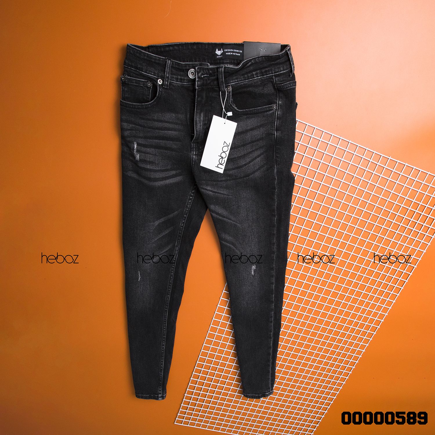Quần jean Heboz 019 xám xước (skinny)