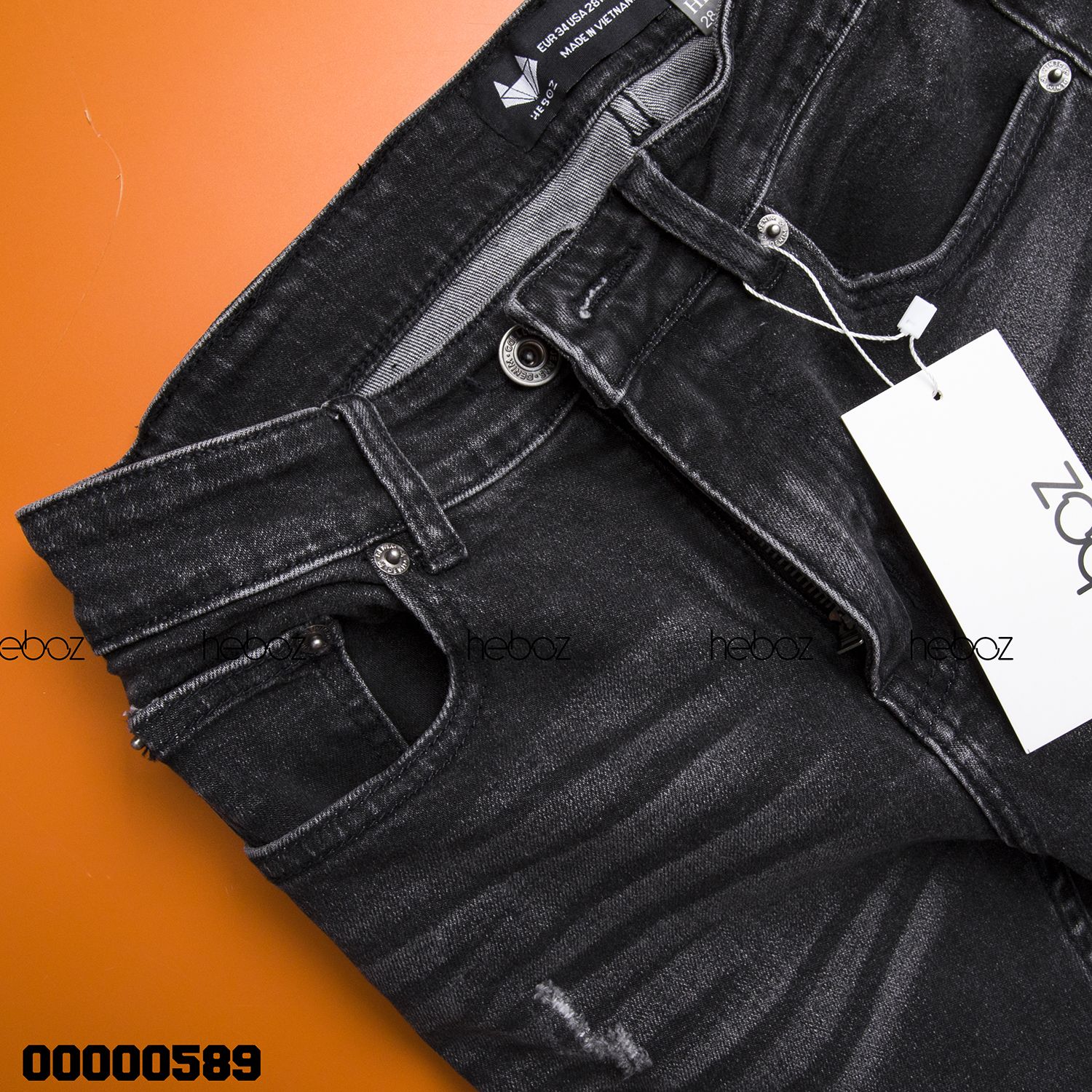 Quần jean Heboz 019 xám xước (skinny)