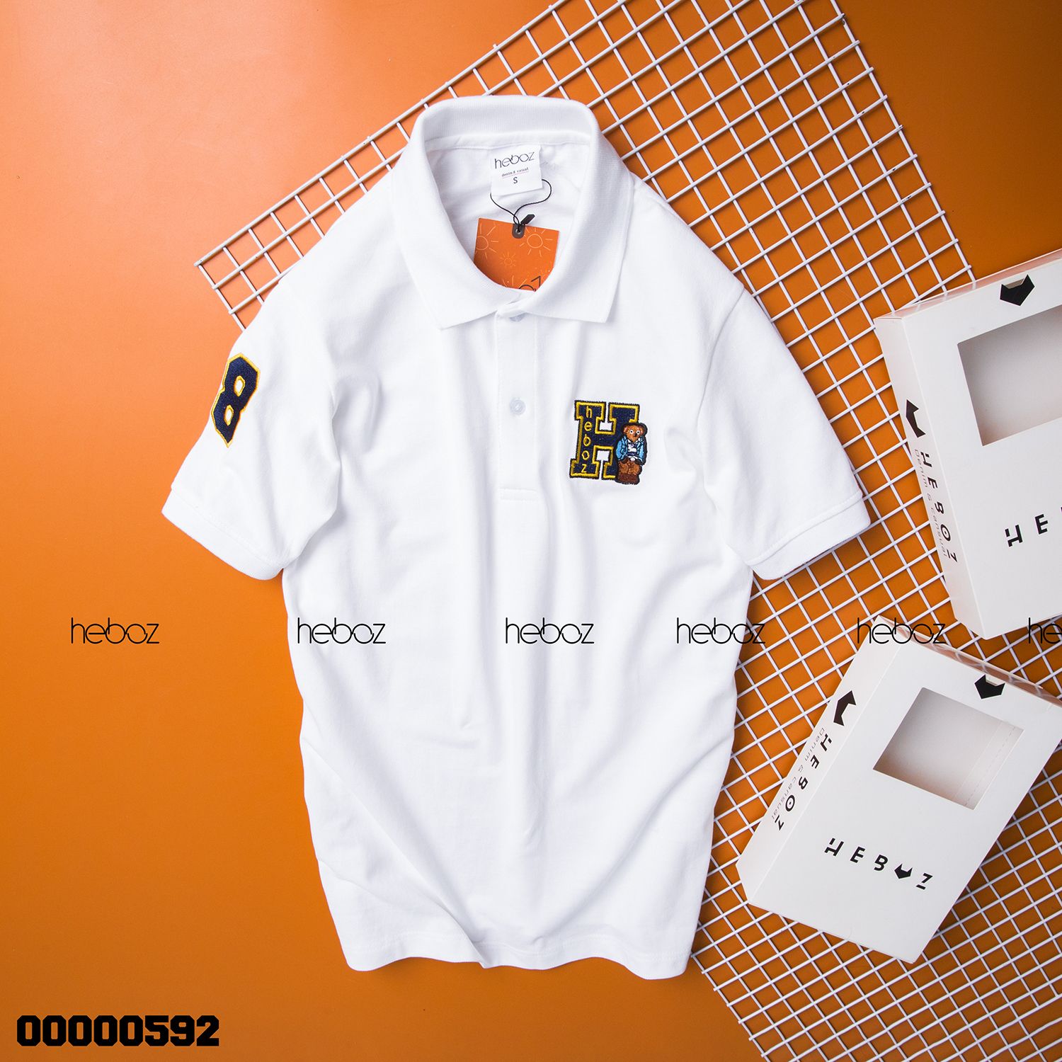 Áo polo Heboz gấu thêu 4M