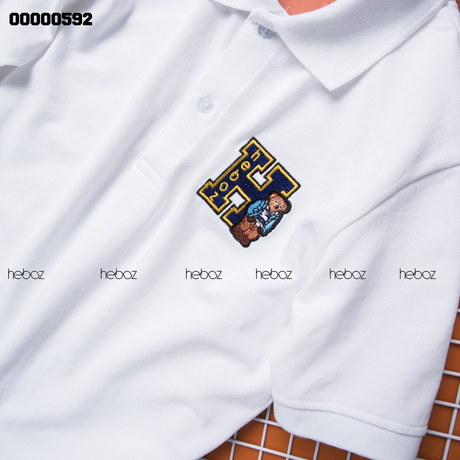 Áo polo Heboz gấu thêu 4M