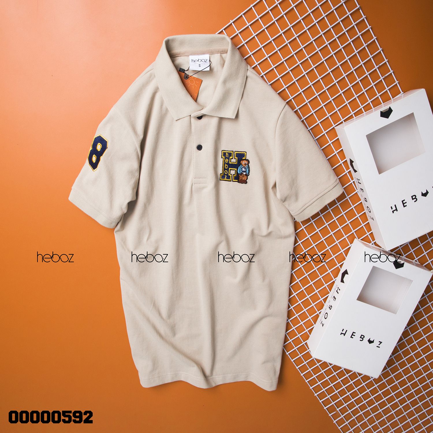Áo polo Heboz gấu thêu 4M