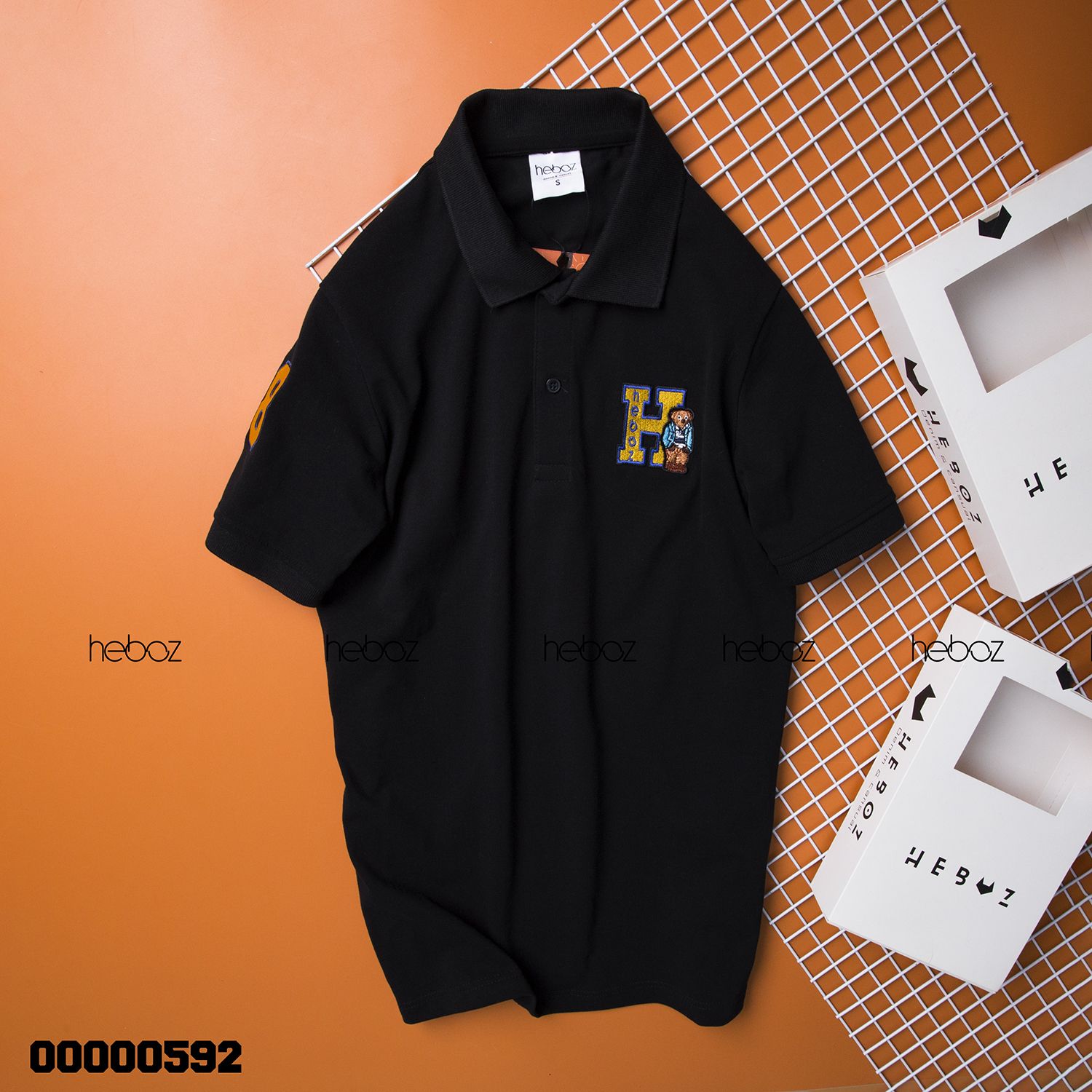 Áo polo Heboz gấu thêu 4M