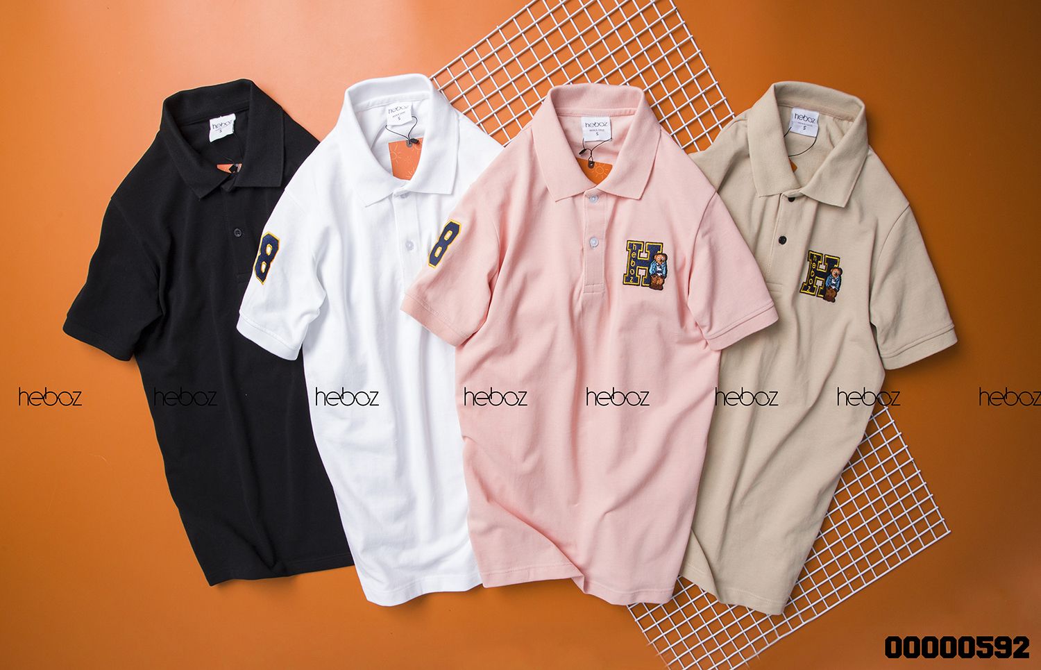 Áo polo Heboz gấu thêu 4M