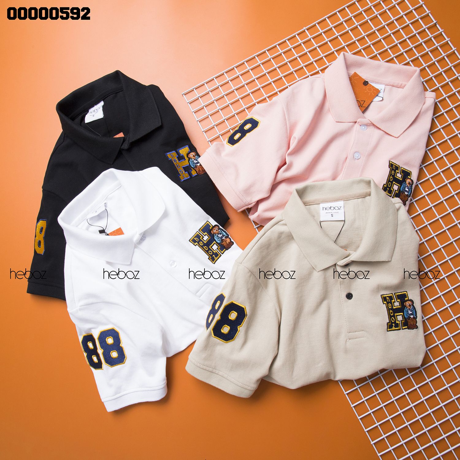 Áo polo Heboz gấu thêu 4M