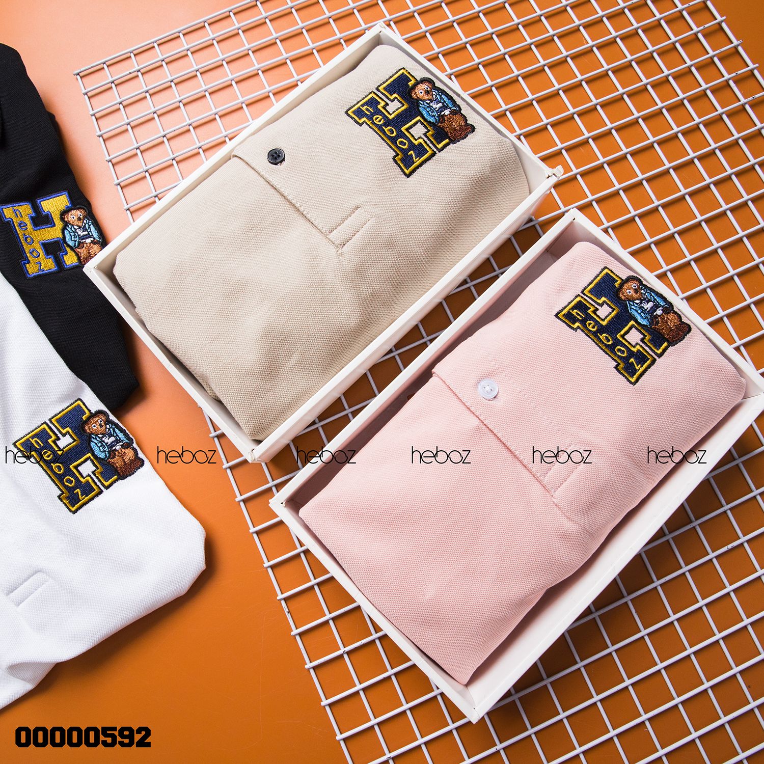 Áo polo Heboz gấu thêu 4M