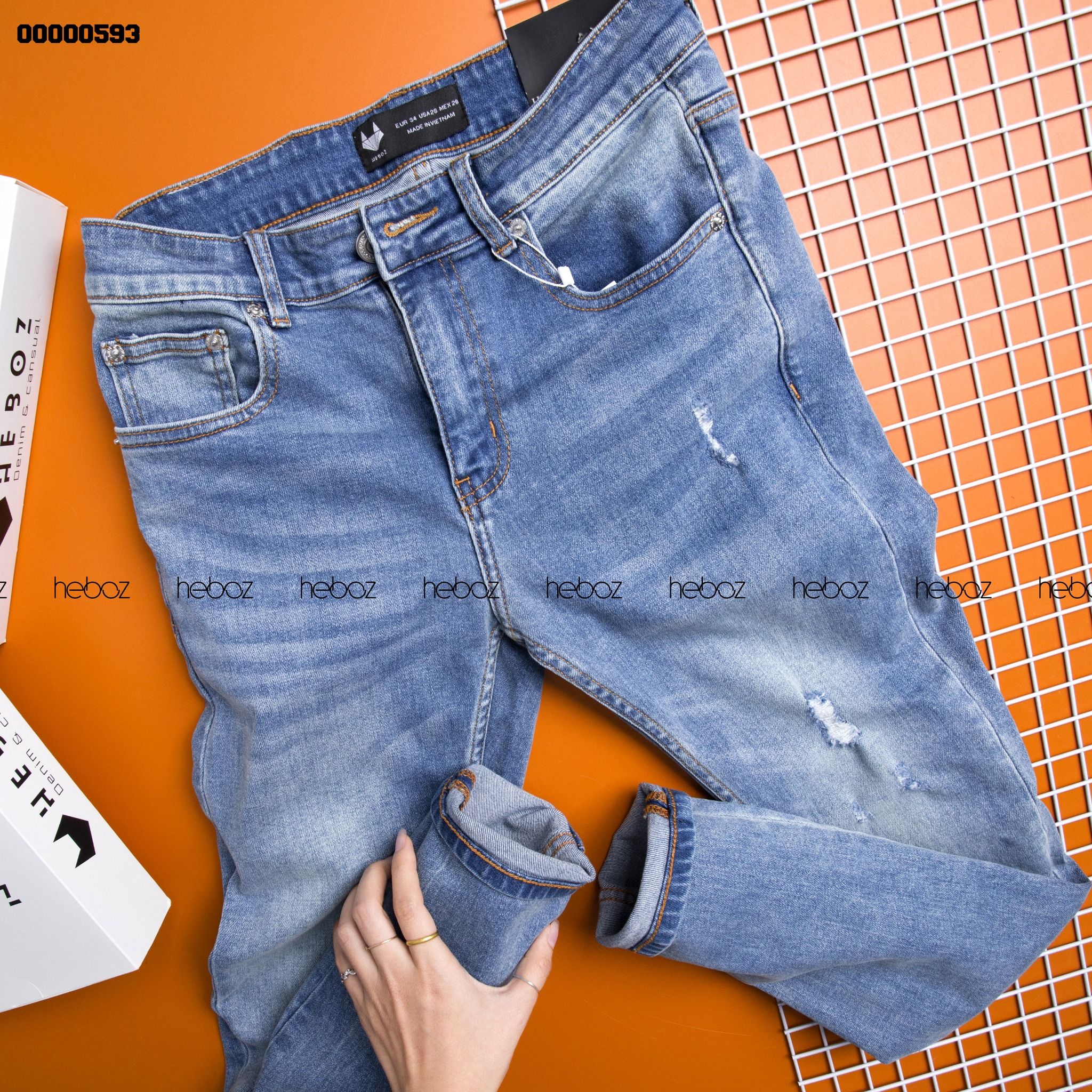 Quần jean HEBOZ skinny 021(xước) - 00000593