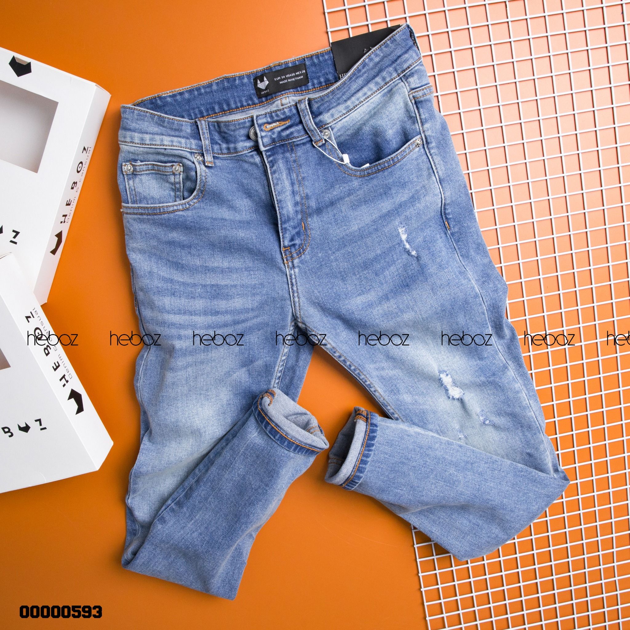 Quần jean HEBOZ skinny 021(xước) - 00000593