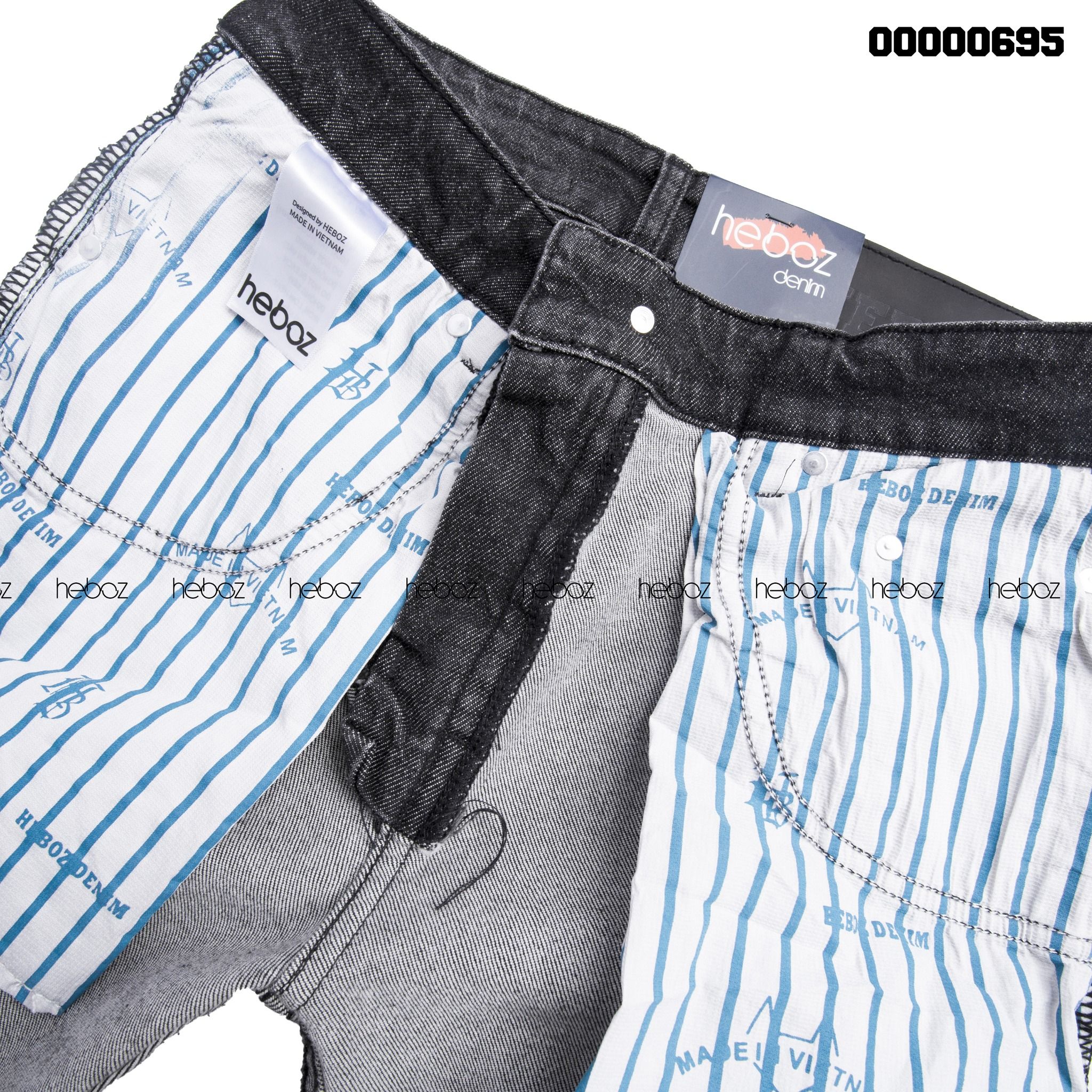 Quần jean Heboz xám rách 1 gối 04 co giãn tốt và đẹp - 00000695