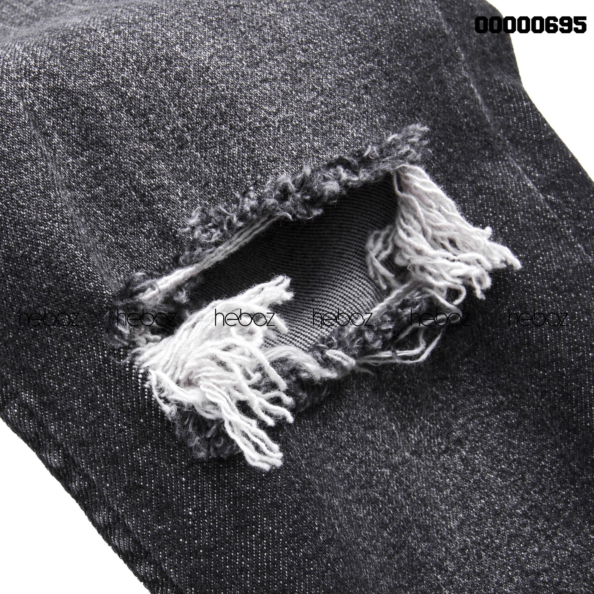 Quần jean Heboz xám rách 1 gối 04 co giãn tốt và đẹp - 00000695