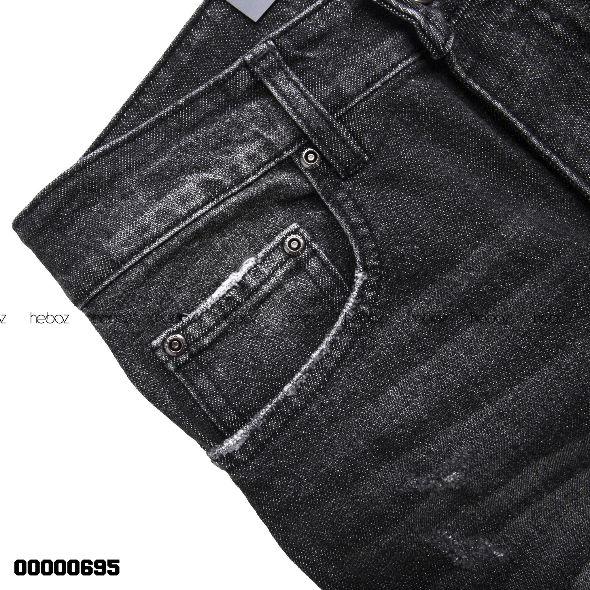 Quần jean Heboz xám rách 1 gối 04 co giãn tốt và đẹp - 00000695