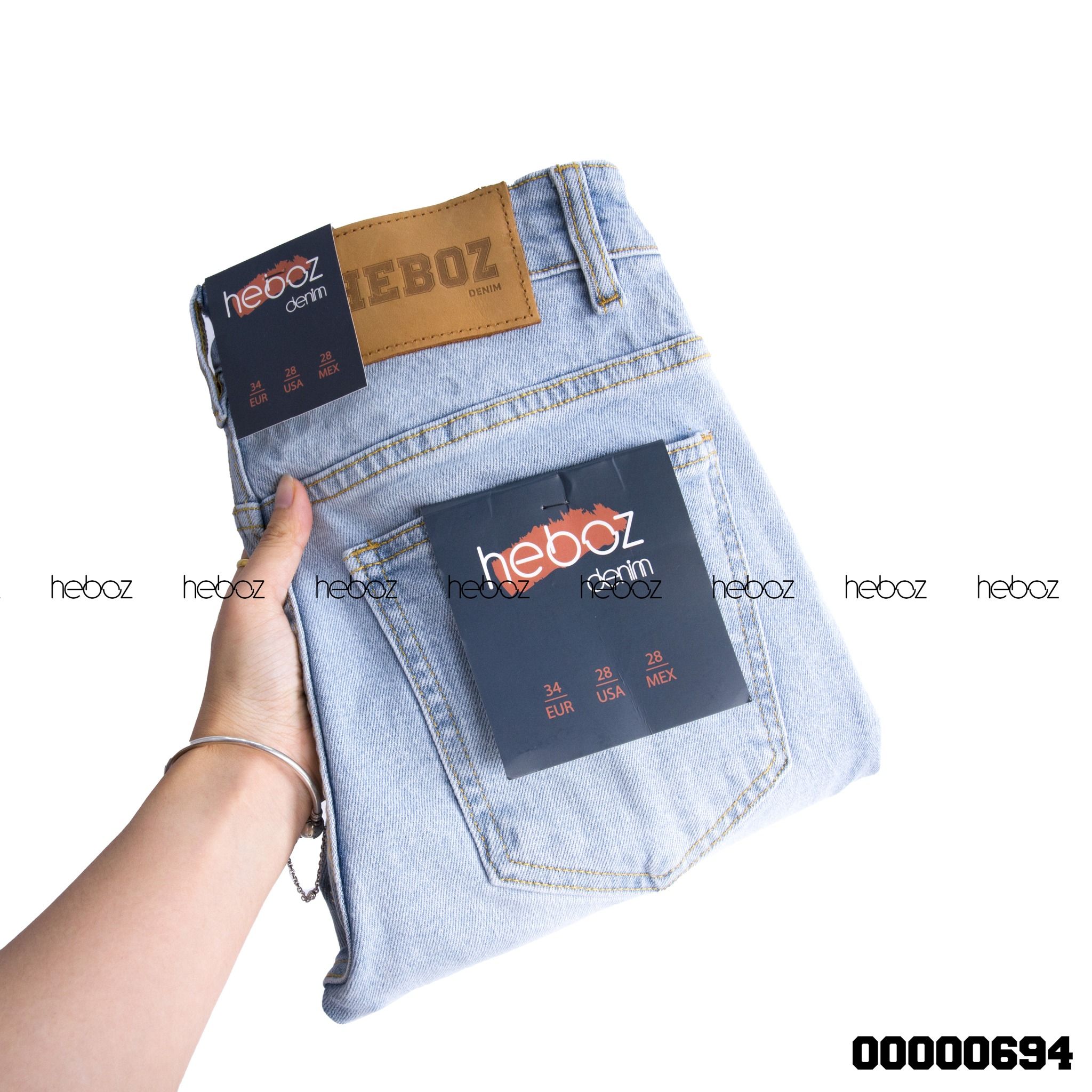 Quần jean Heboz xanh rách 2 gối 03 - 00000694