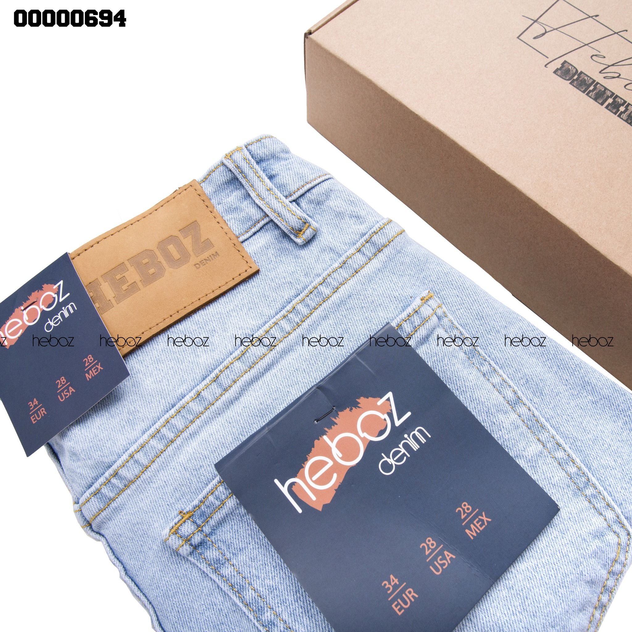 Quần jean Heboz xanh rách 2 gối 03 - 00000694