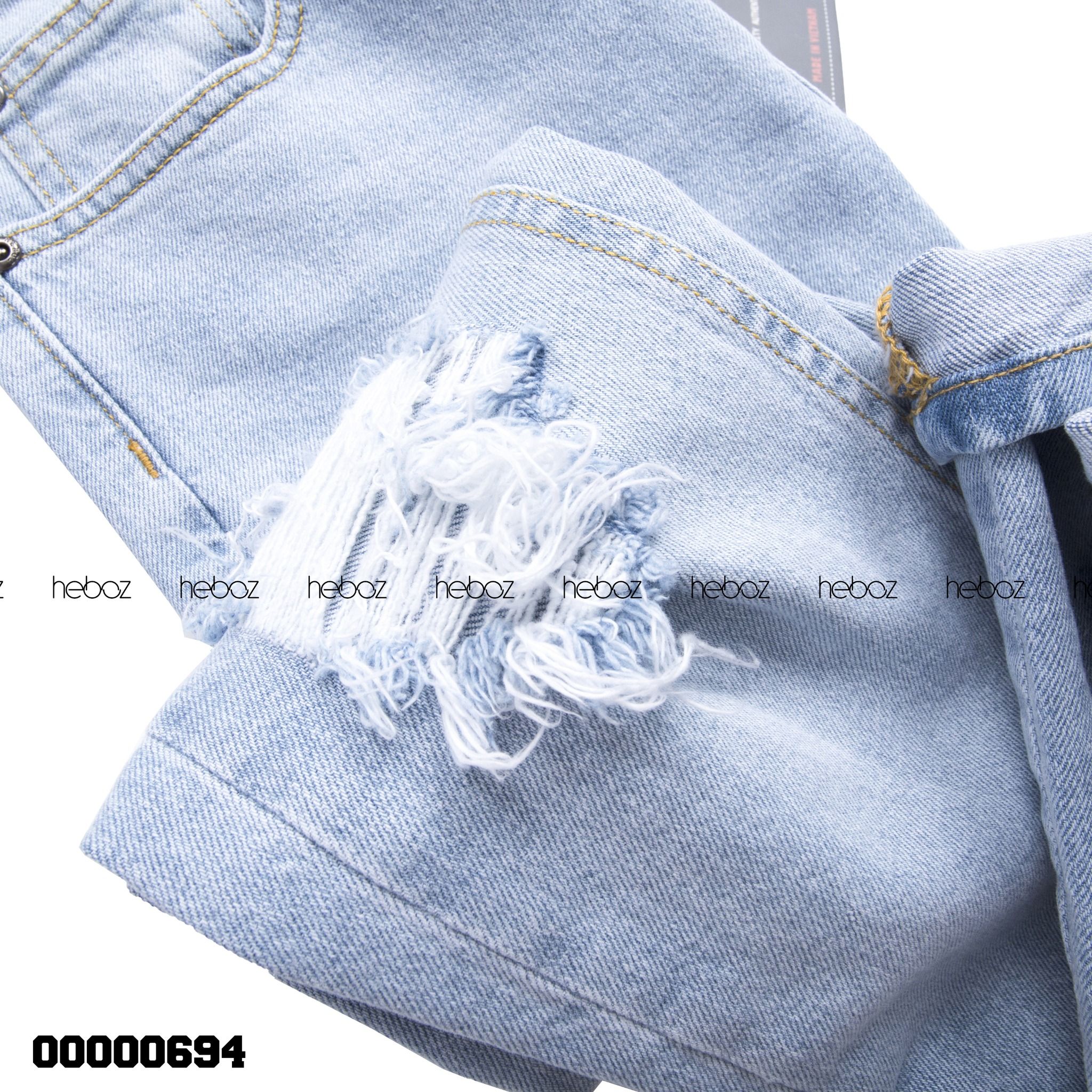Quần jean Heboz xanh rách 2 gối 03 - 00000694