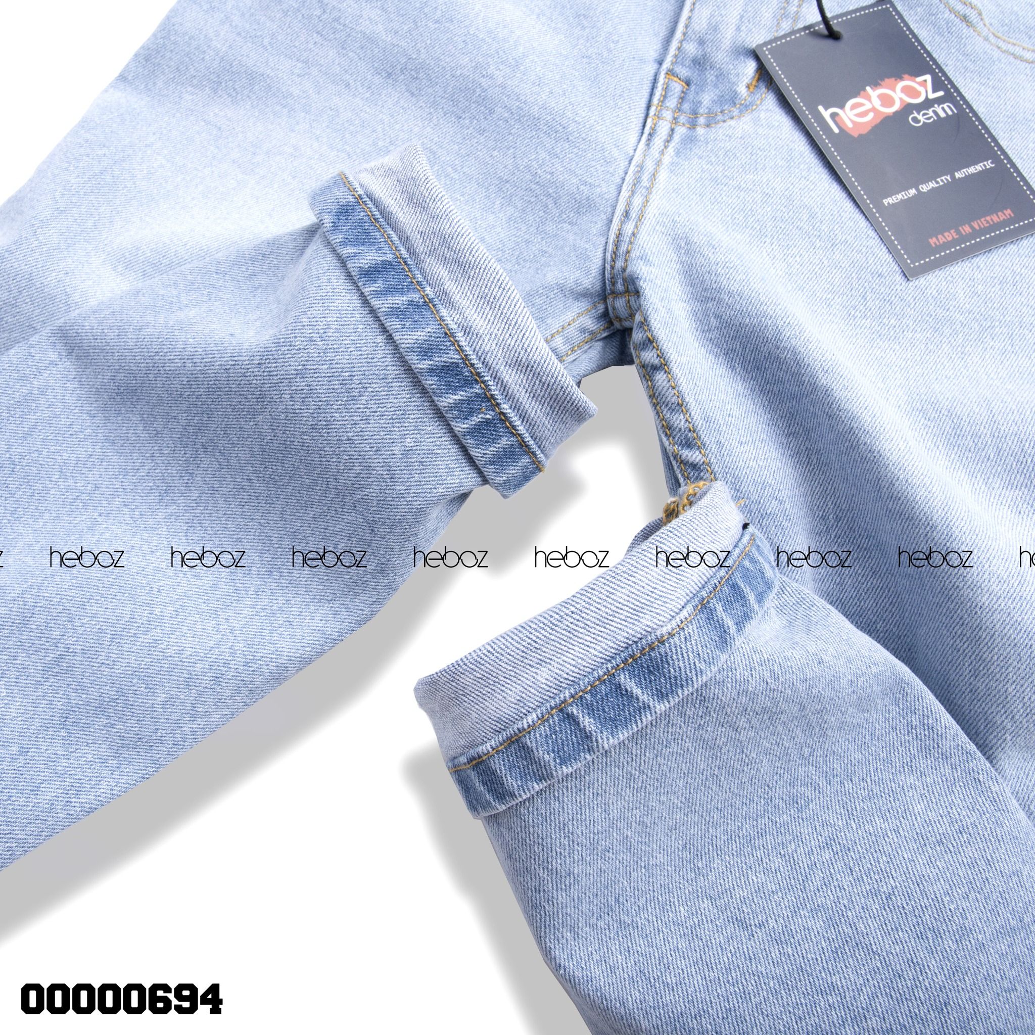 Quần jean Heboz xanh rách 2 gối 03 - 00000694