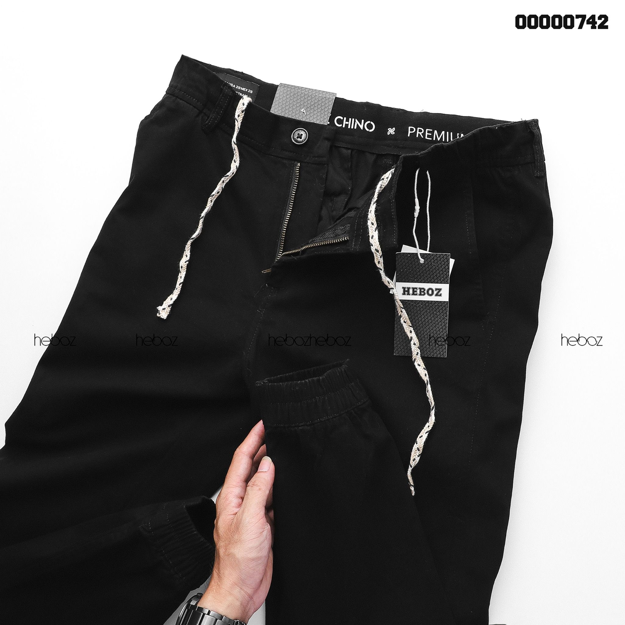 Quần jogger kaki Heboz cạp in dây rút 4M - 00000742