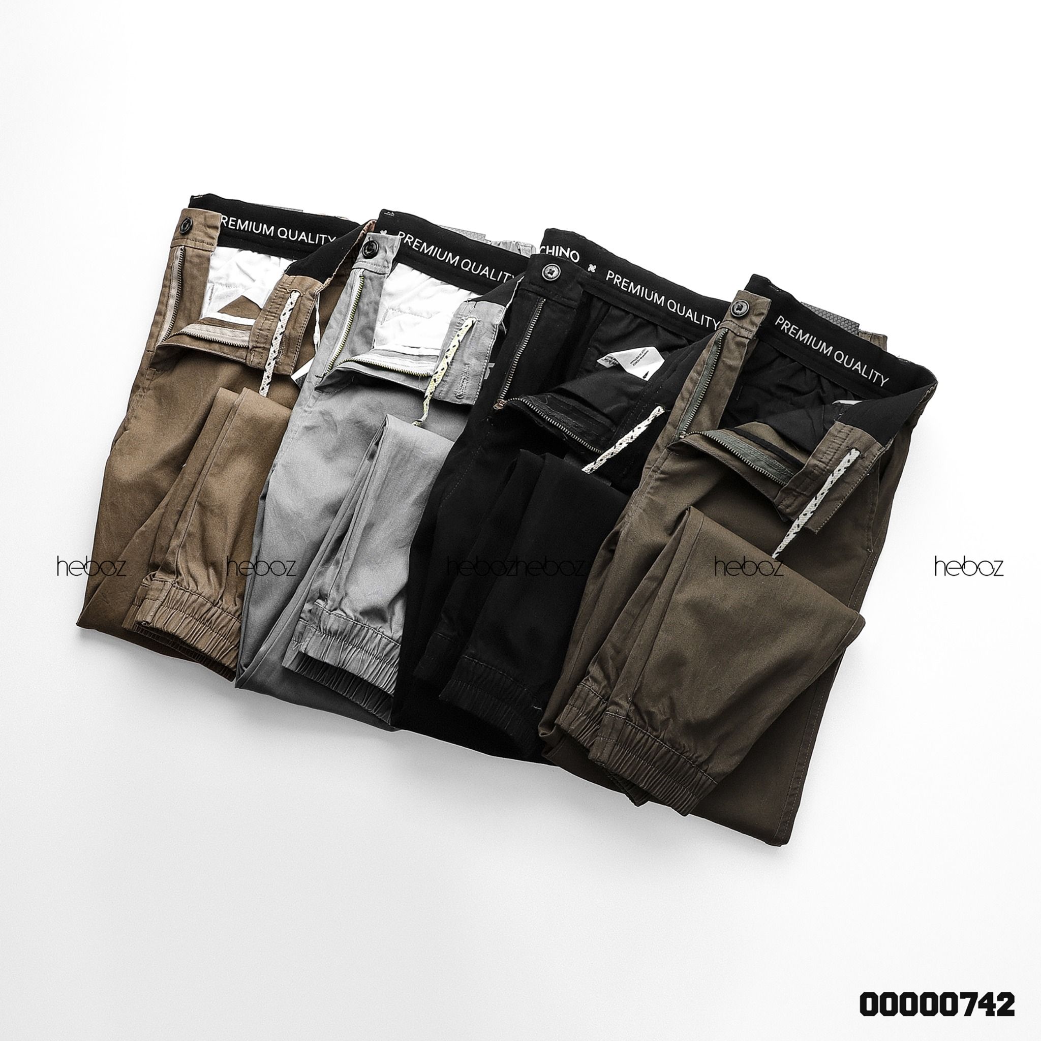 Quần jogger kaki Heboz cạp in dây rút 4M - 00000742