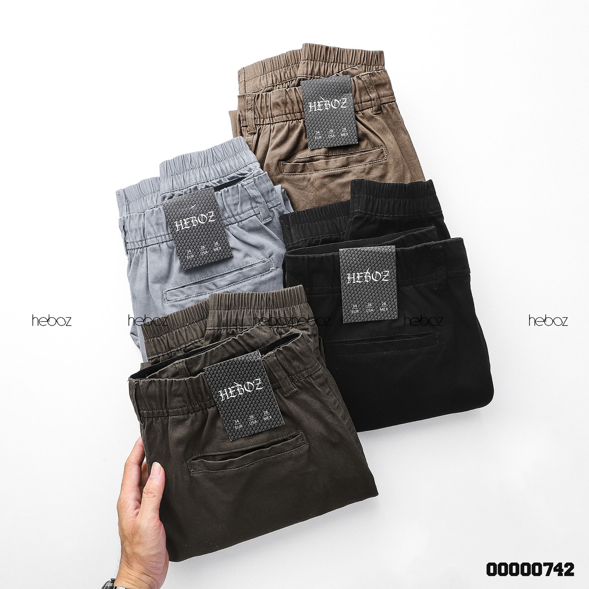Quần jogger kaki Heboz cạp in dây rút 4M - 00000742