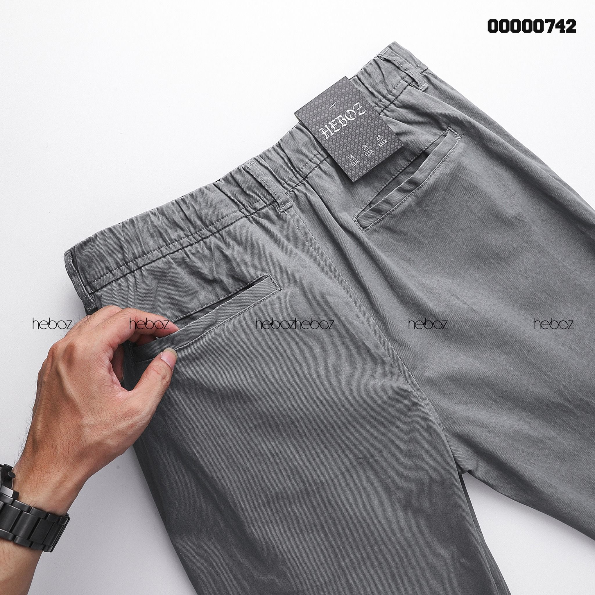 Quần jogger kaki Heboz cạp in dây rút 4M - 00000742