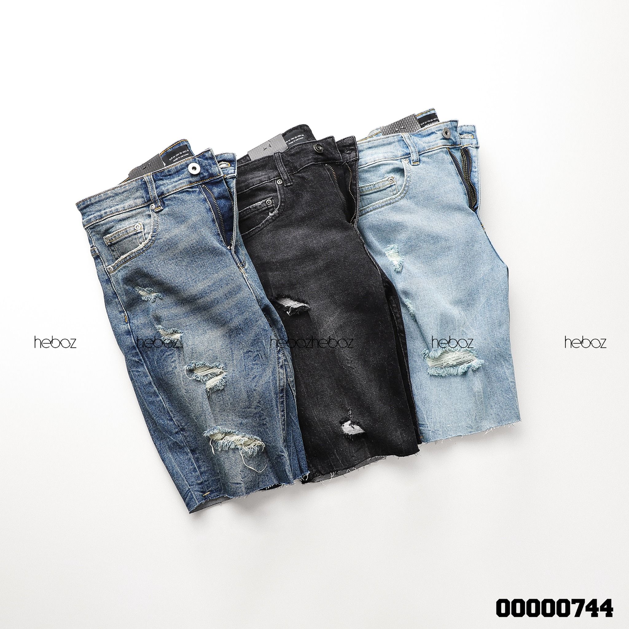 Quần short jean Heboz rách co dãn 3M - 00000744