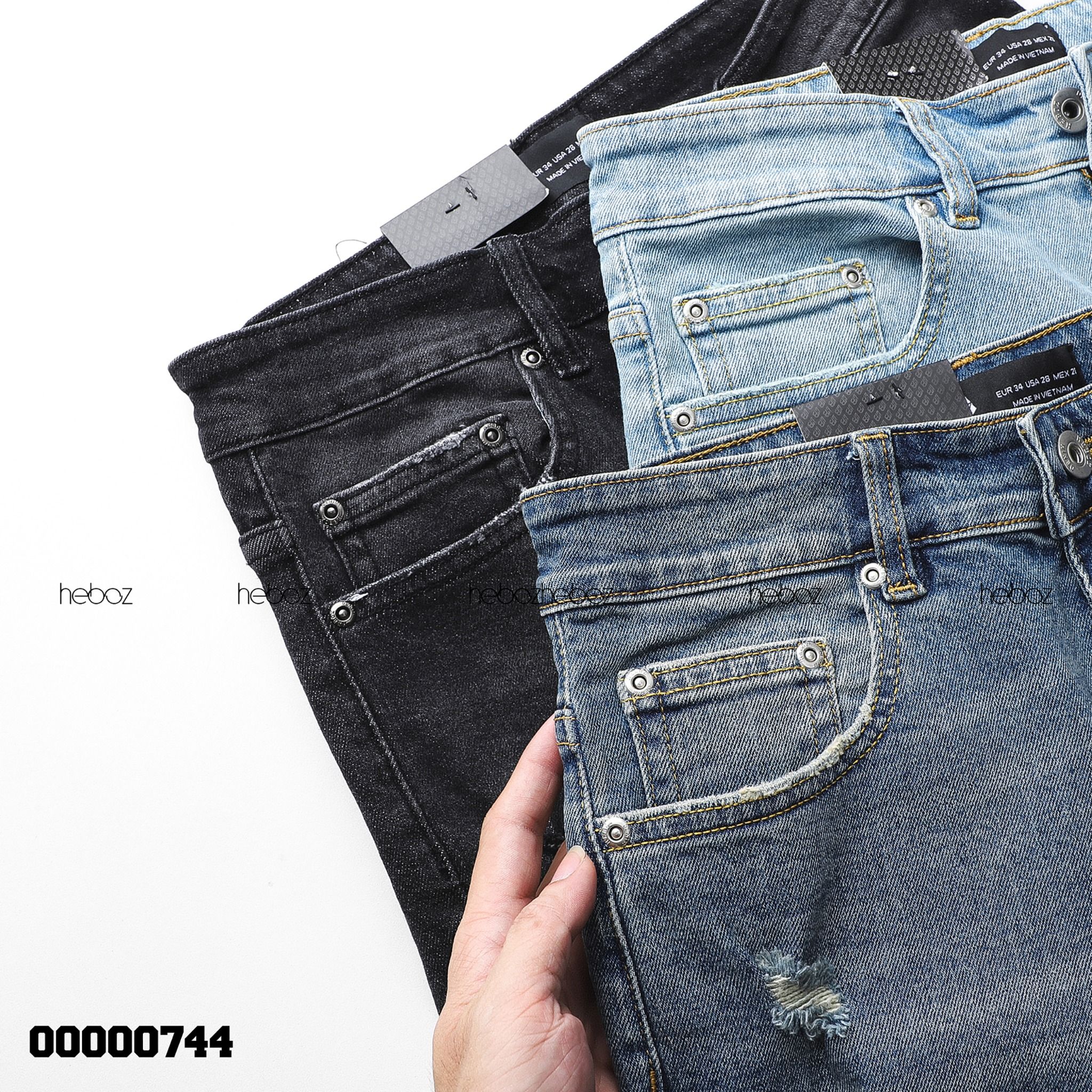 Quần short jean Heboz rách co dãn 3M - 00000744