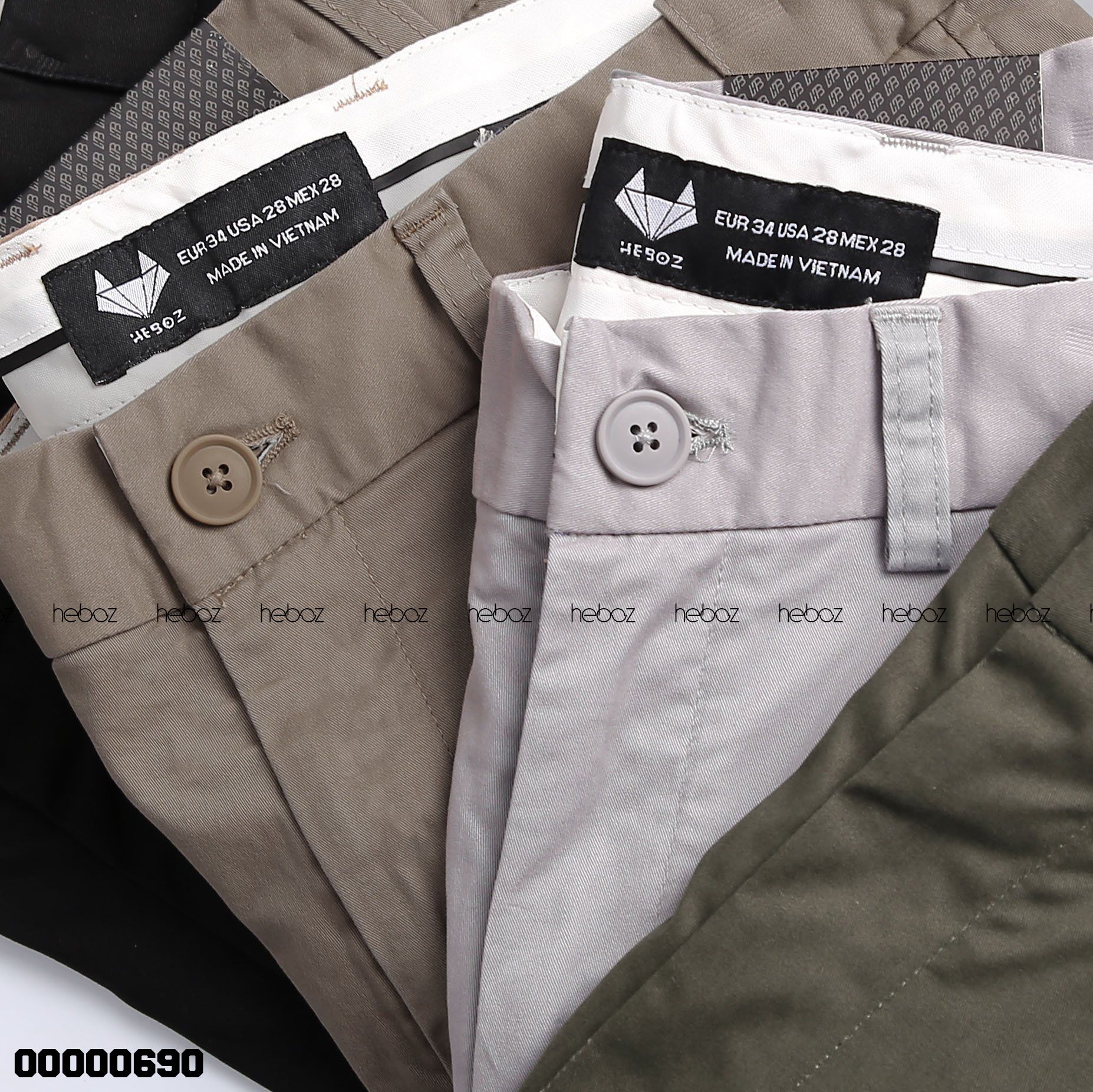 Quần short kaki Heboz cạp chun 4M 00000690
