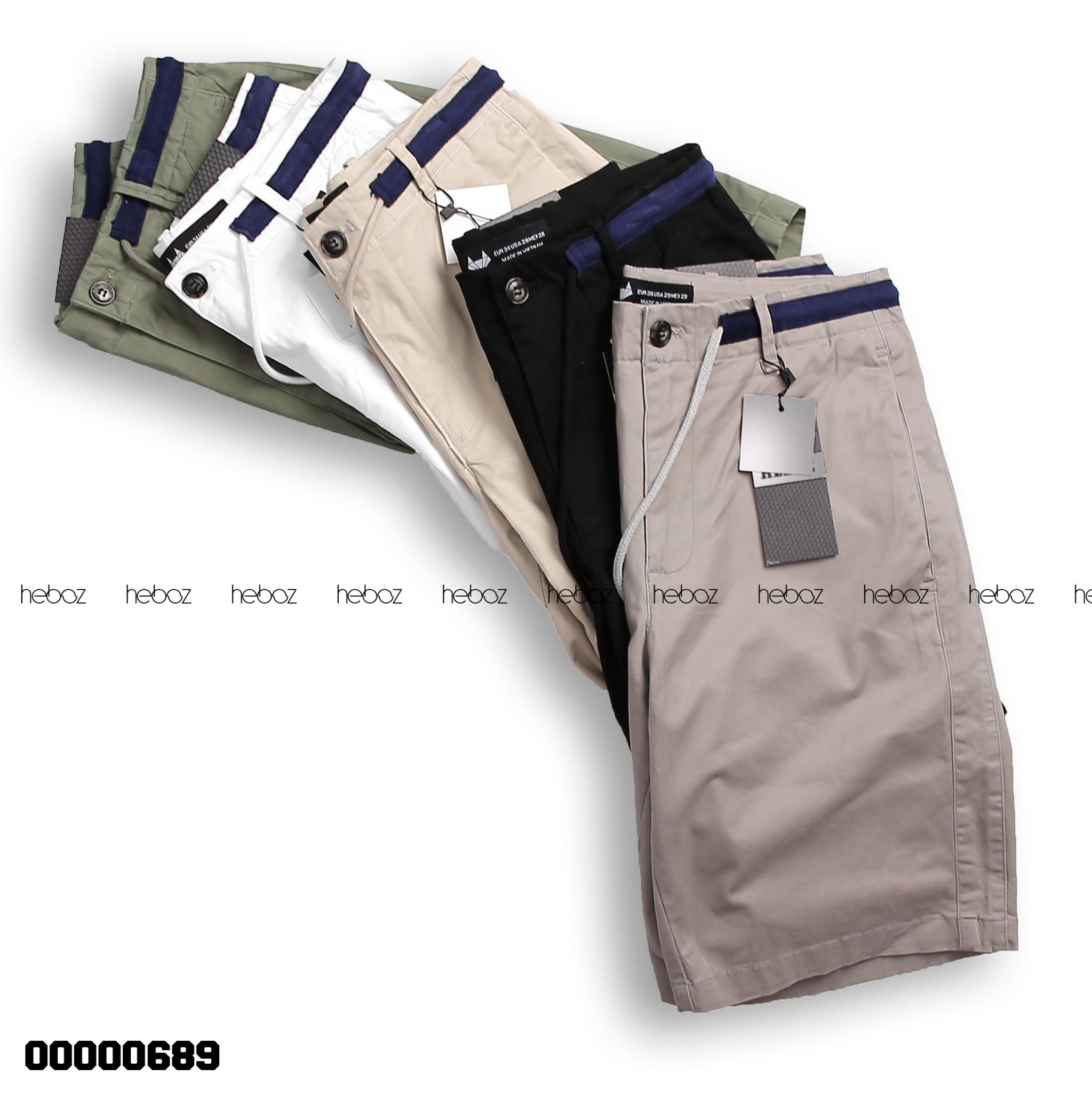 Quần short kaki Heboz phối lưng dây rút 5M - 00000689