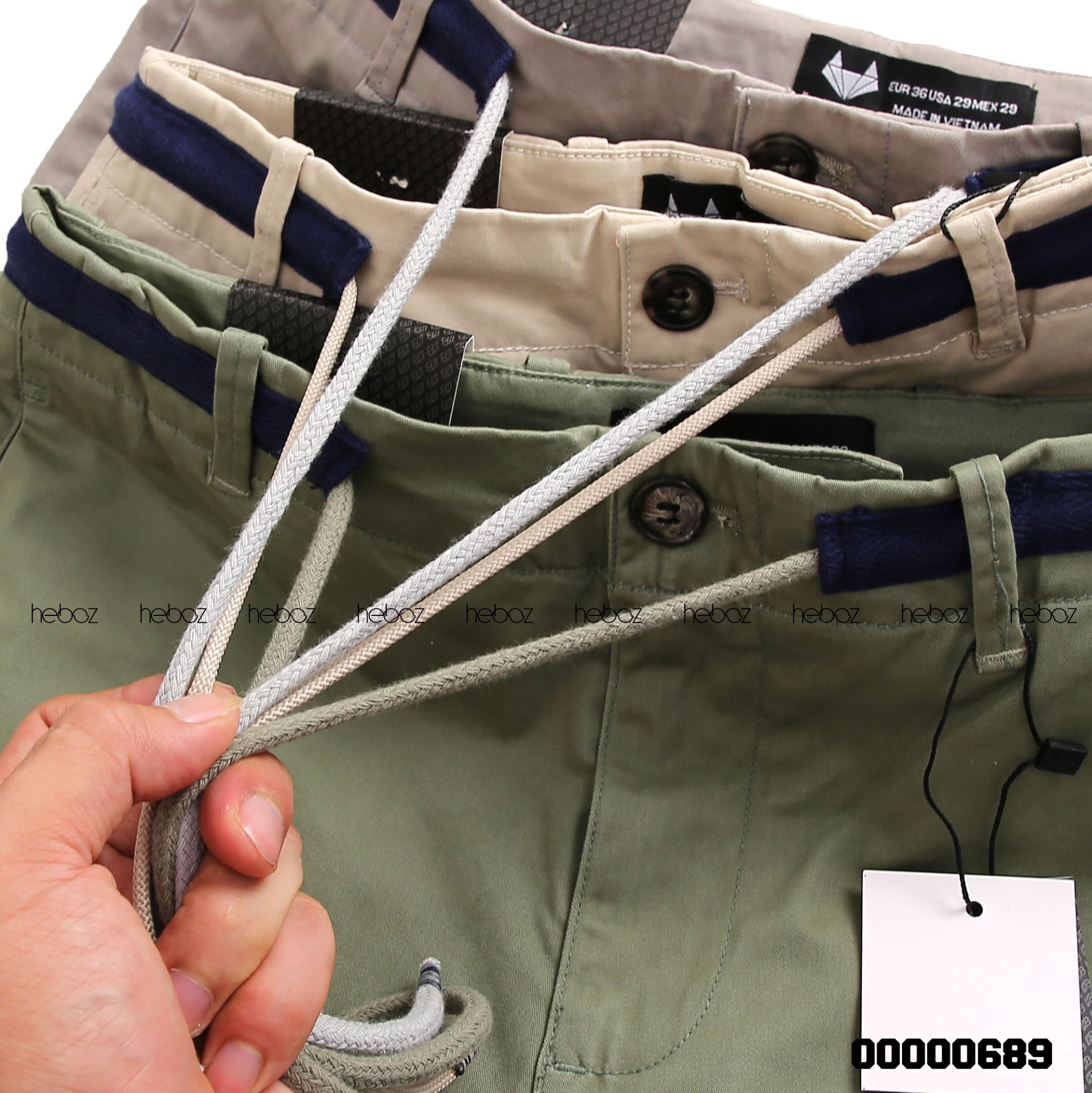 Quần short kaki Heboz phối lưng dây rút 5M - 00000689