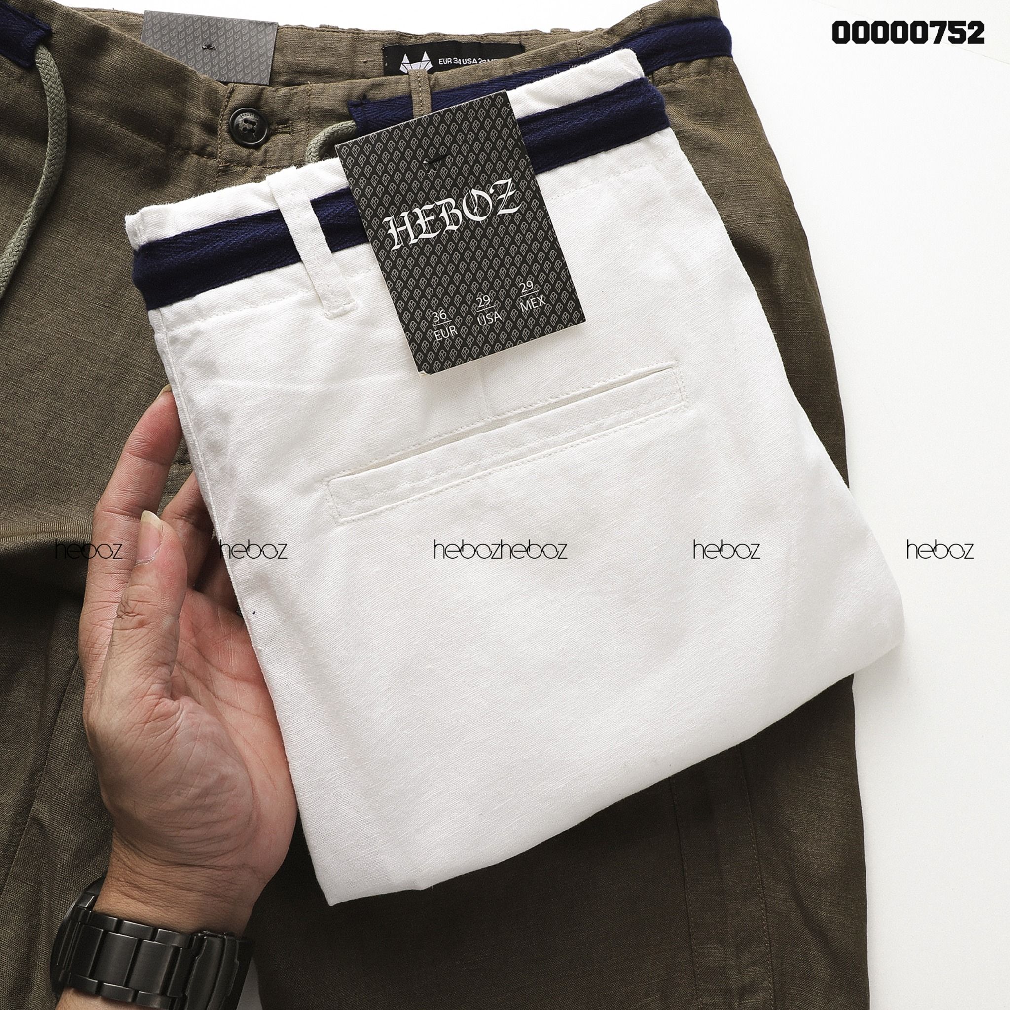 Quần short linen Heboz phối lưng dây rút 3M -00000752