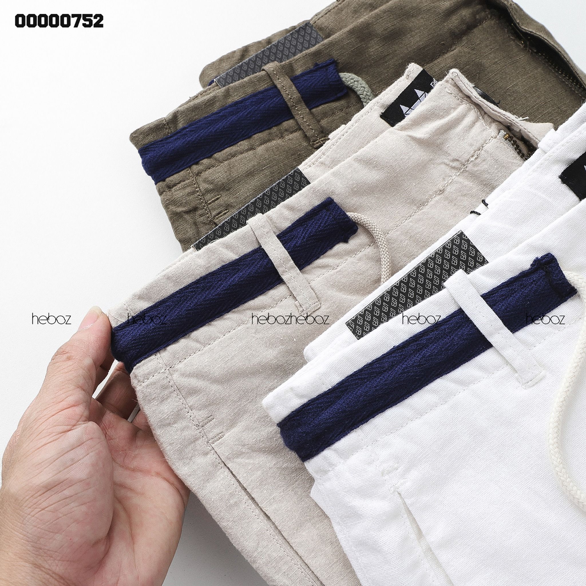 Quần short linen Heboz phối lưng dây rút 3M -00000752
