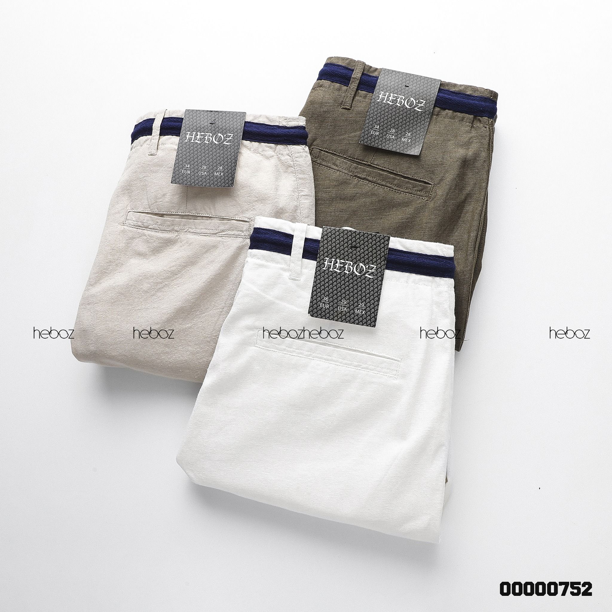 Quần short linen Heboz phối lưng dây rút 3M -00000752