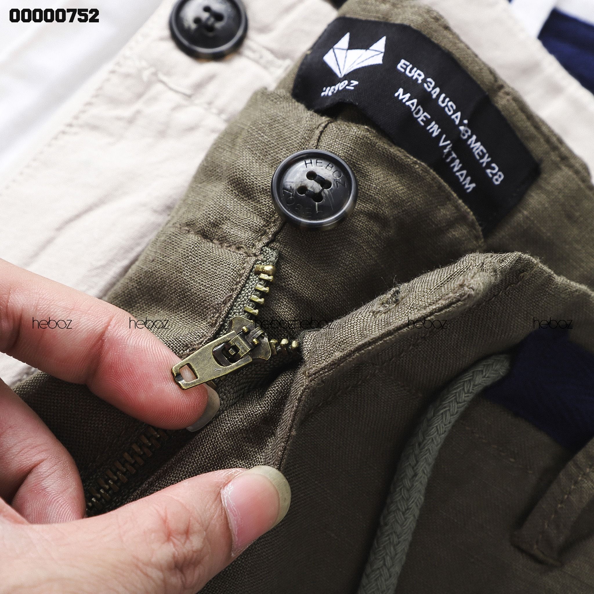 Quần short linen Heboz phối lưng dây rút 3M -00000752