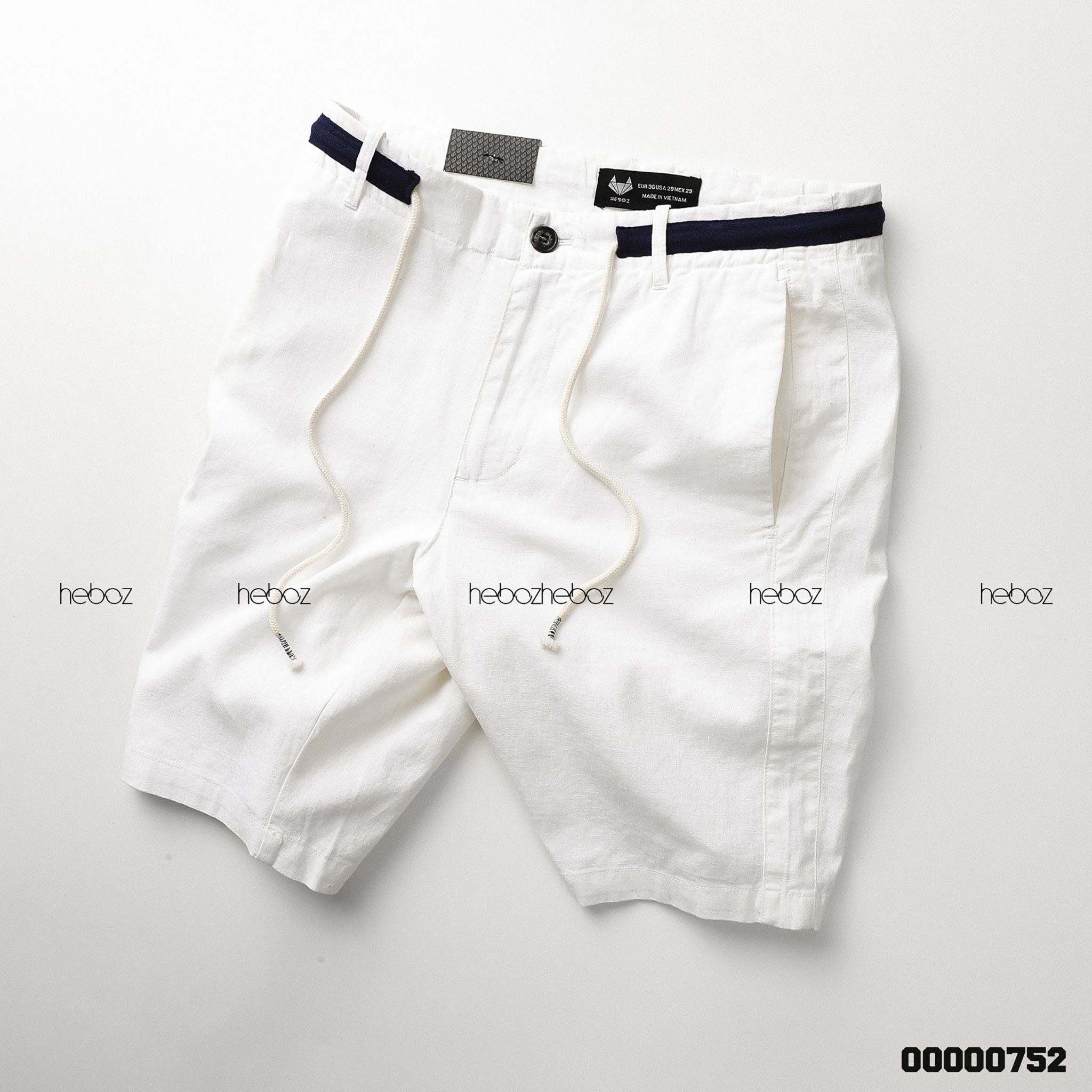 Quần short linen Heboz phối lưng dây rút 3M -00000752