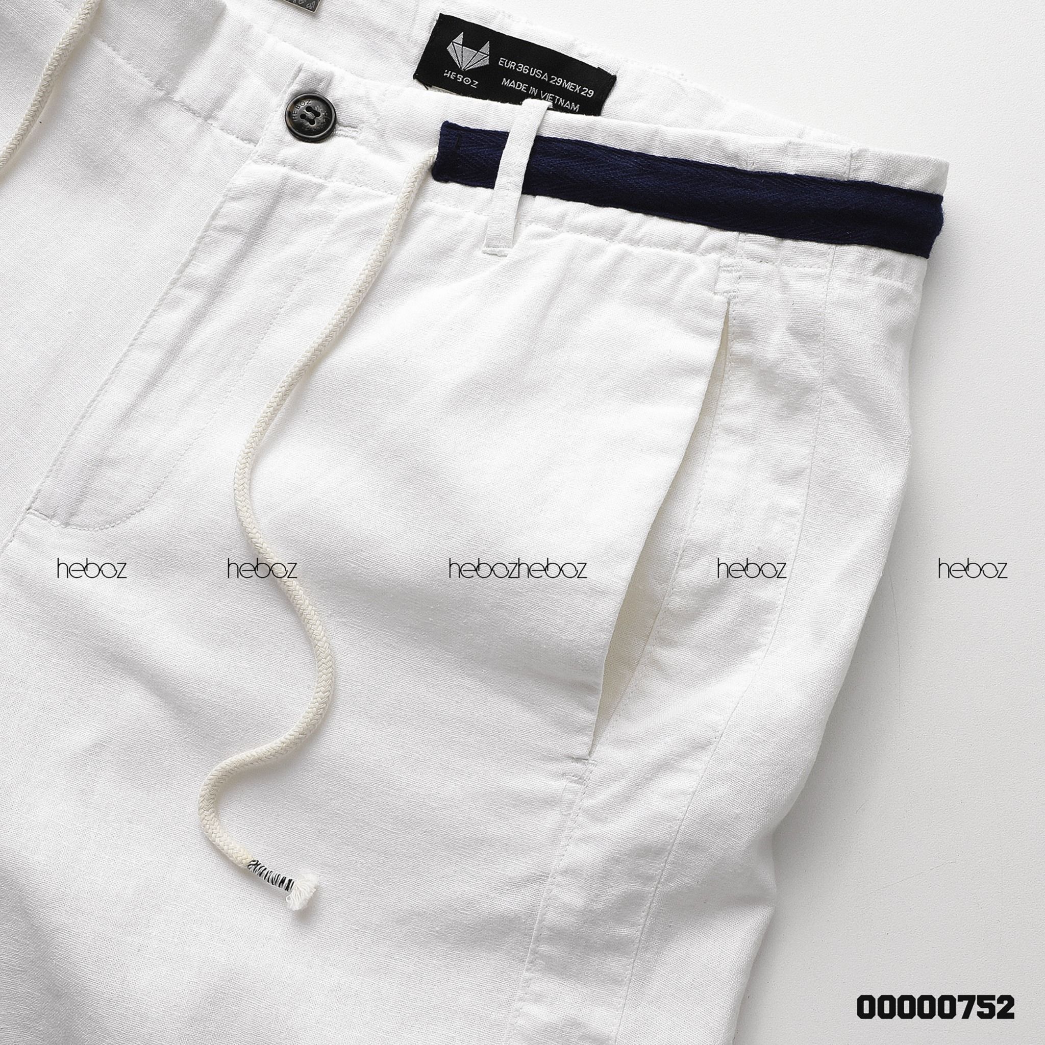 Quần short linen Heboz phối lưng dây rút 3M -00000752