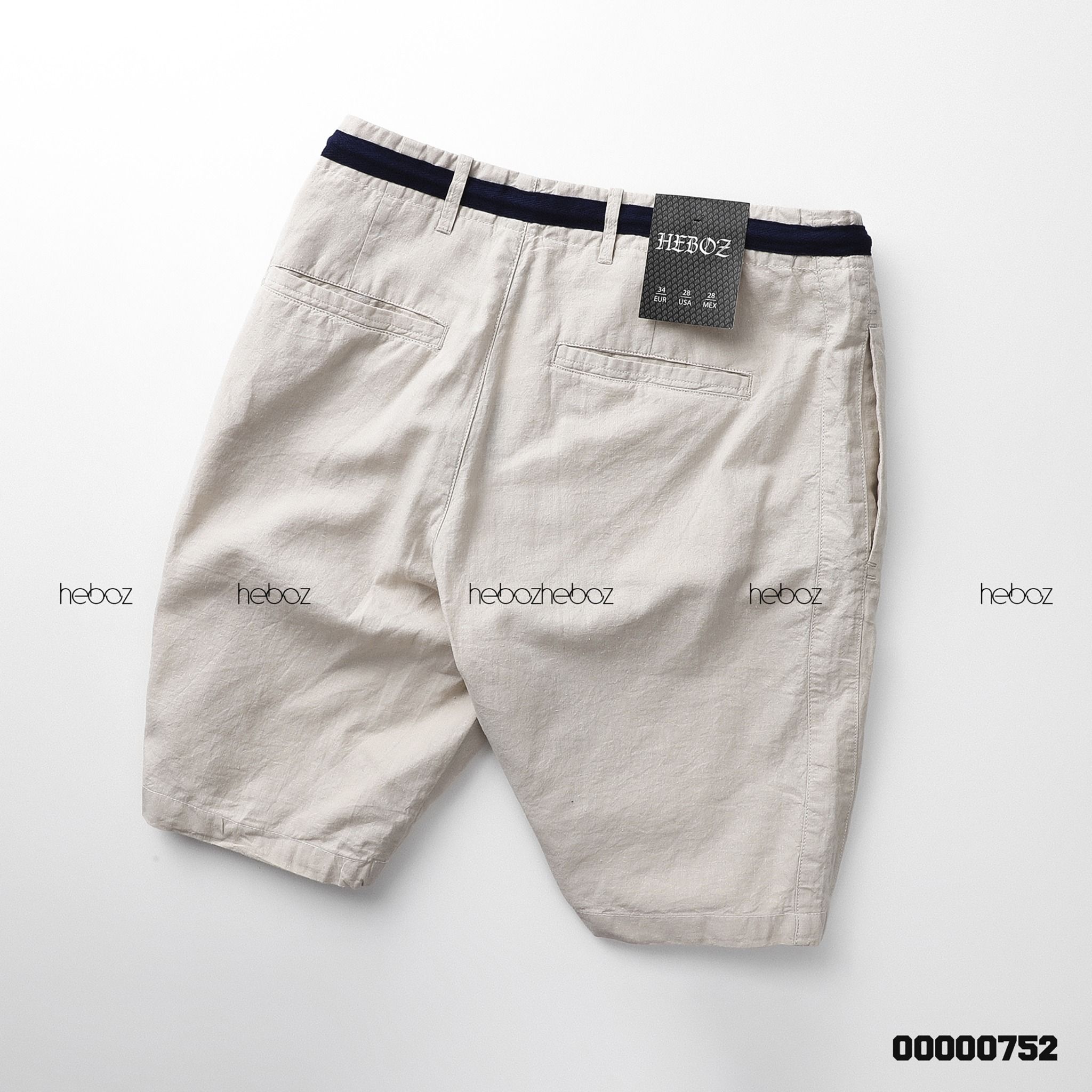 Quần short linen Heboz phối lưng dây rút 3M -00000752