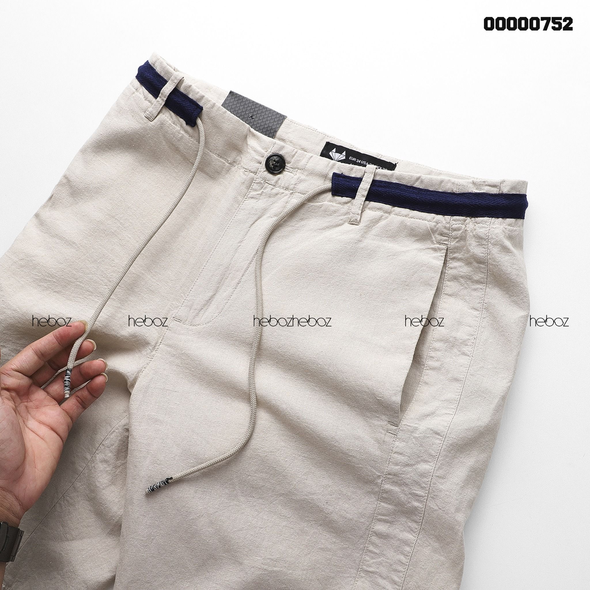 Quần short linen Heboz phối lưng dây rút 3M -00000752