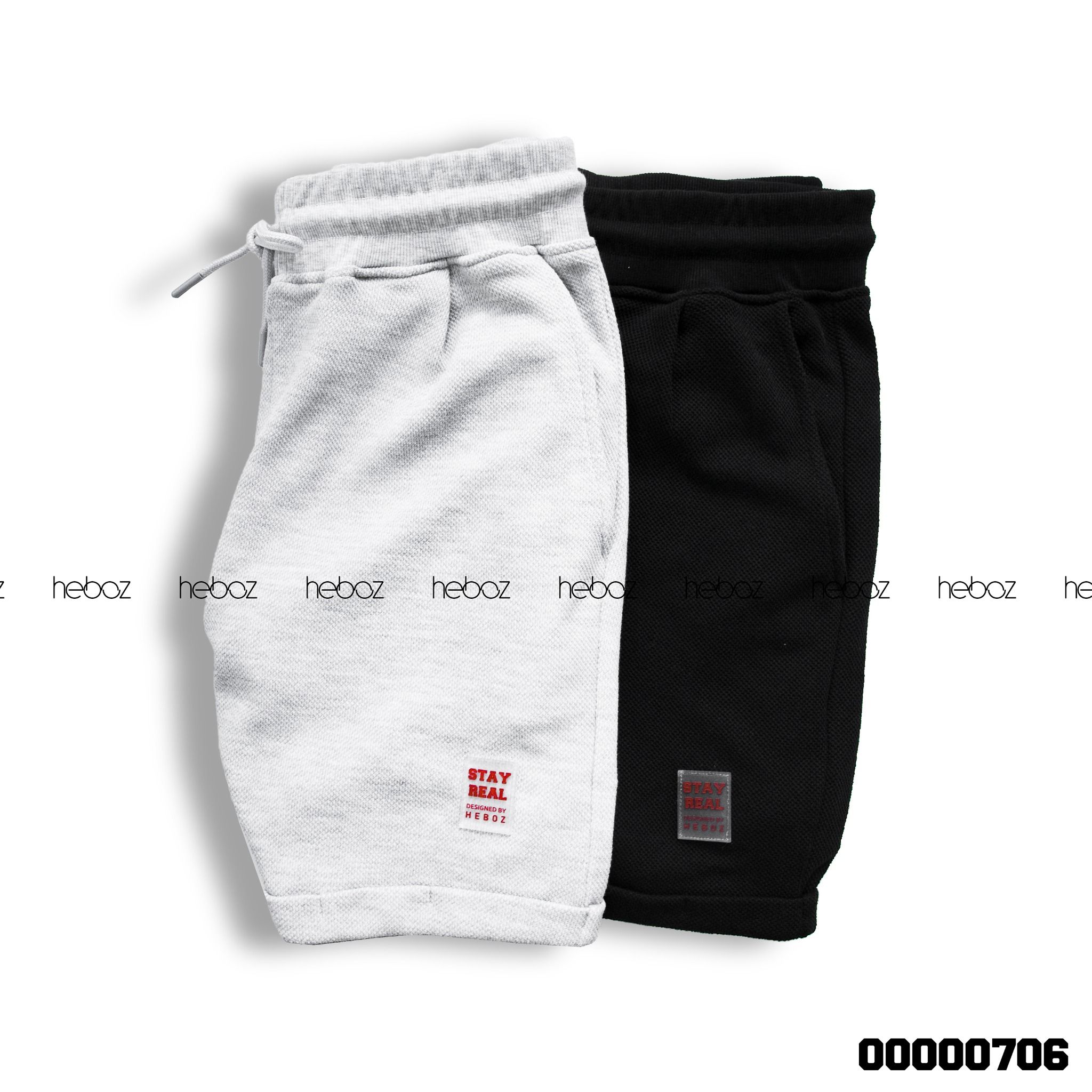 Quần short nỉ pique Heboz logo 2M - 00000706