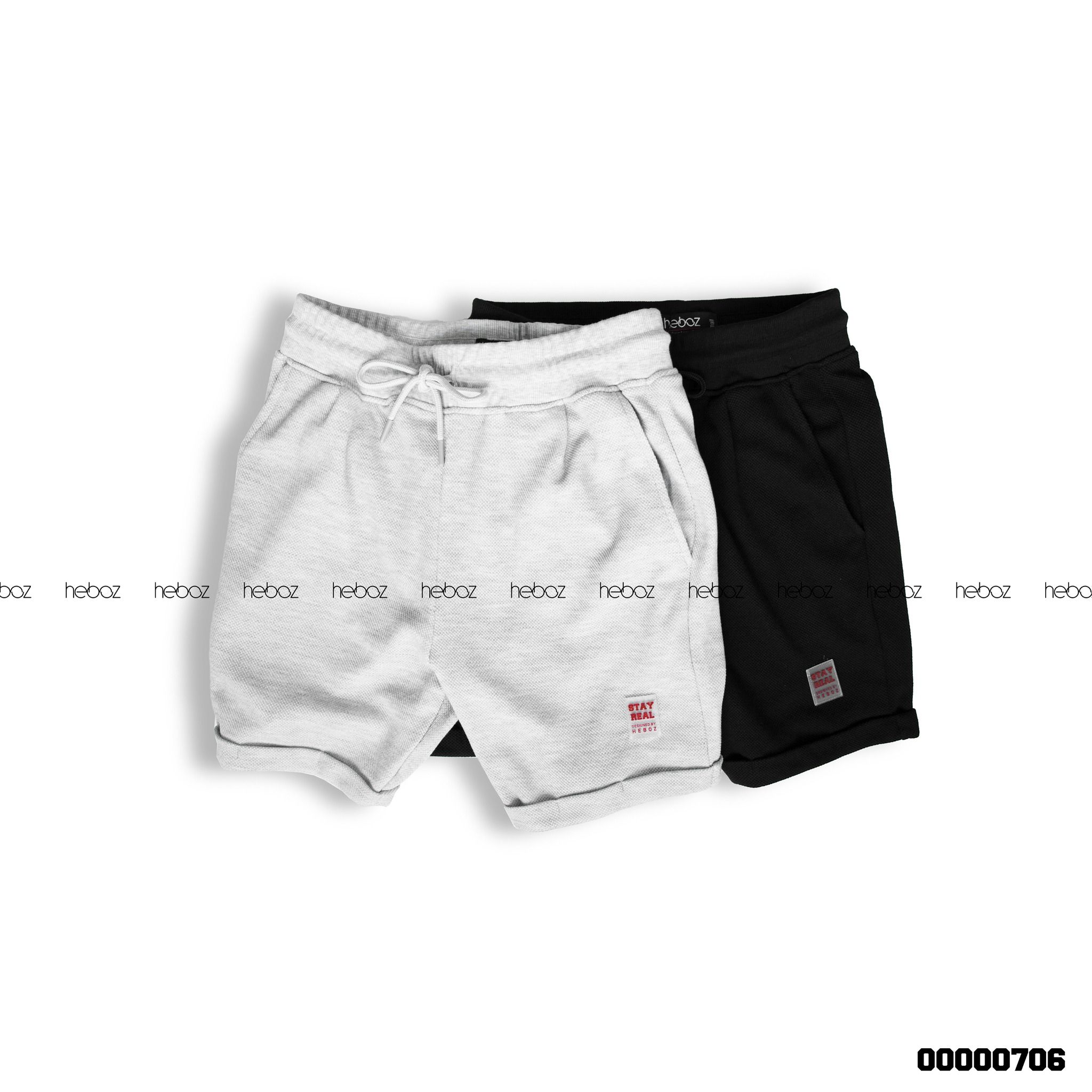Quần short nỉ pique Heboz logo 2M - 00000706