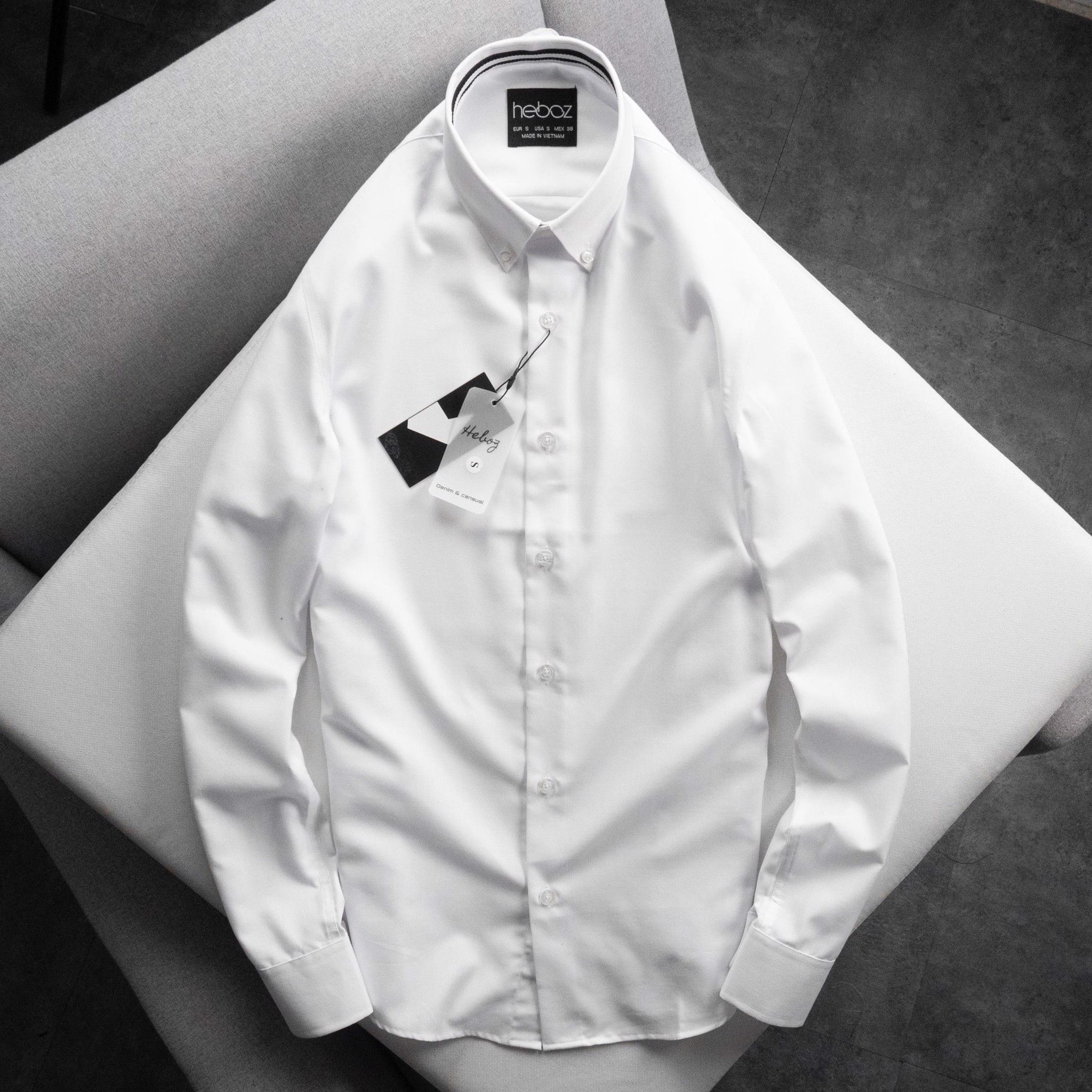 Áo sơ mi Heboz cotton lụa trắng