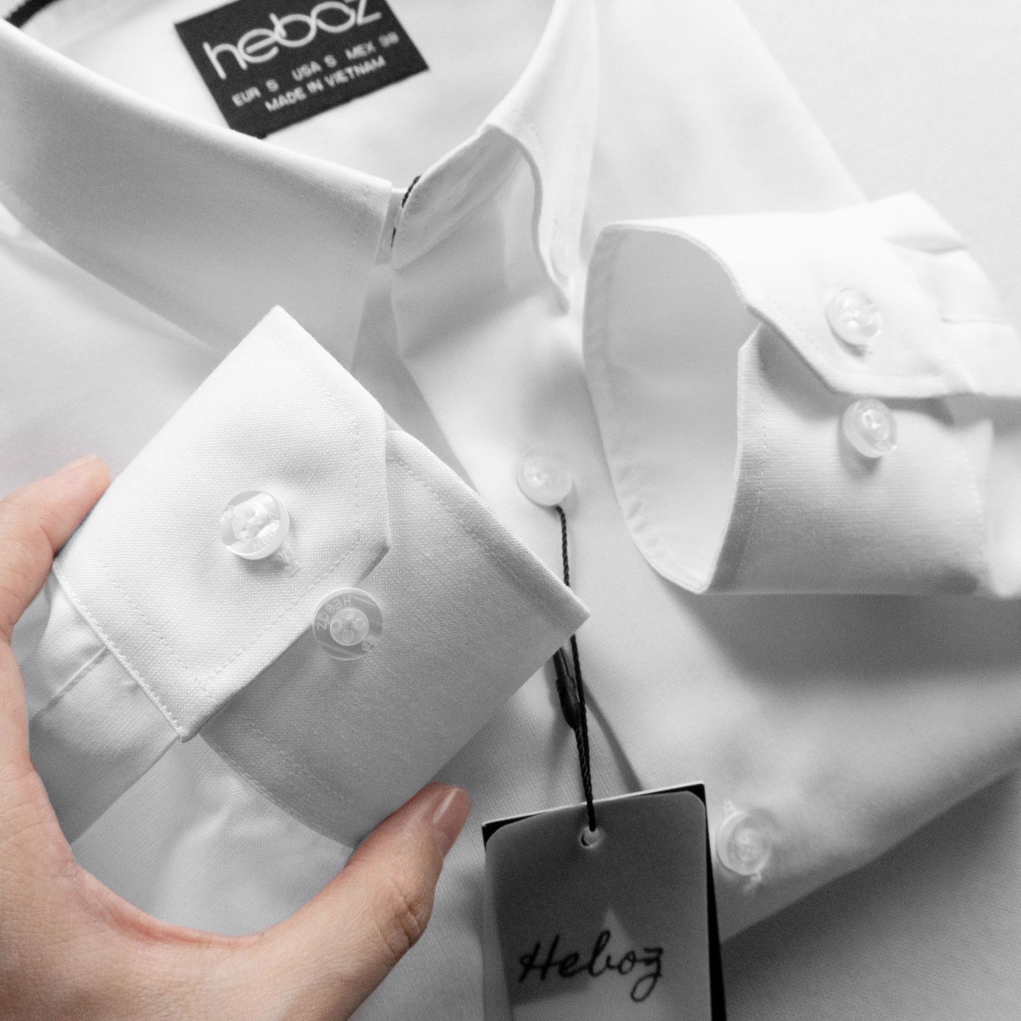 Áo sơ mi Heboz cotton lụa trắng