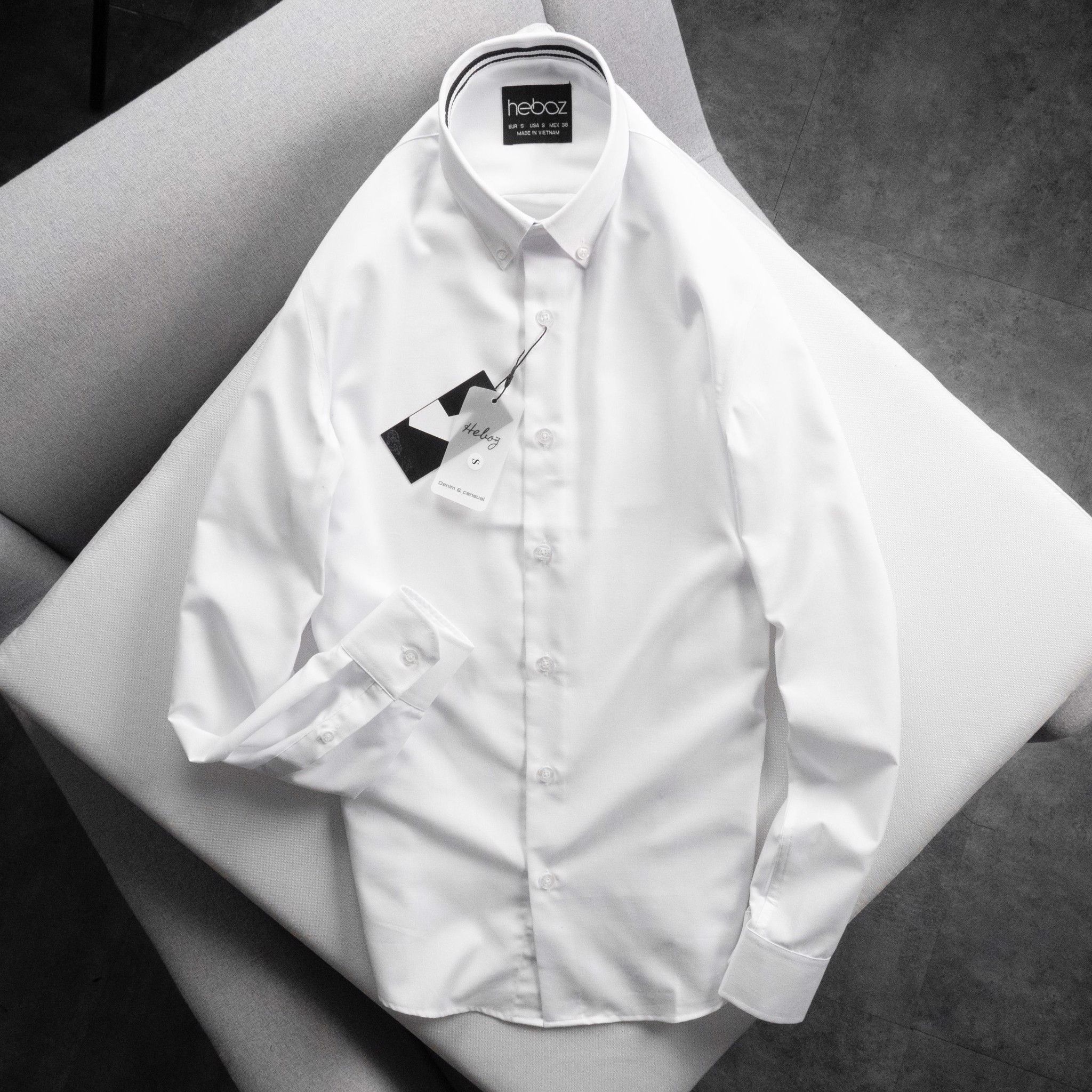 Áo sơ mi Heboz cotton lụa trắng