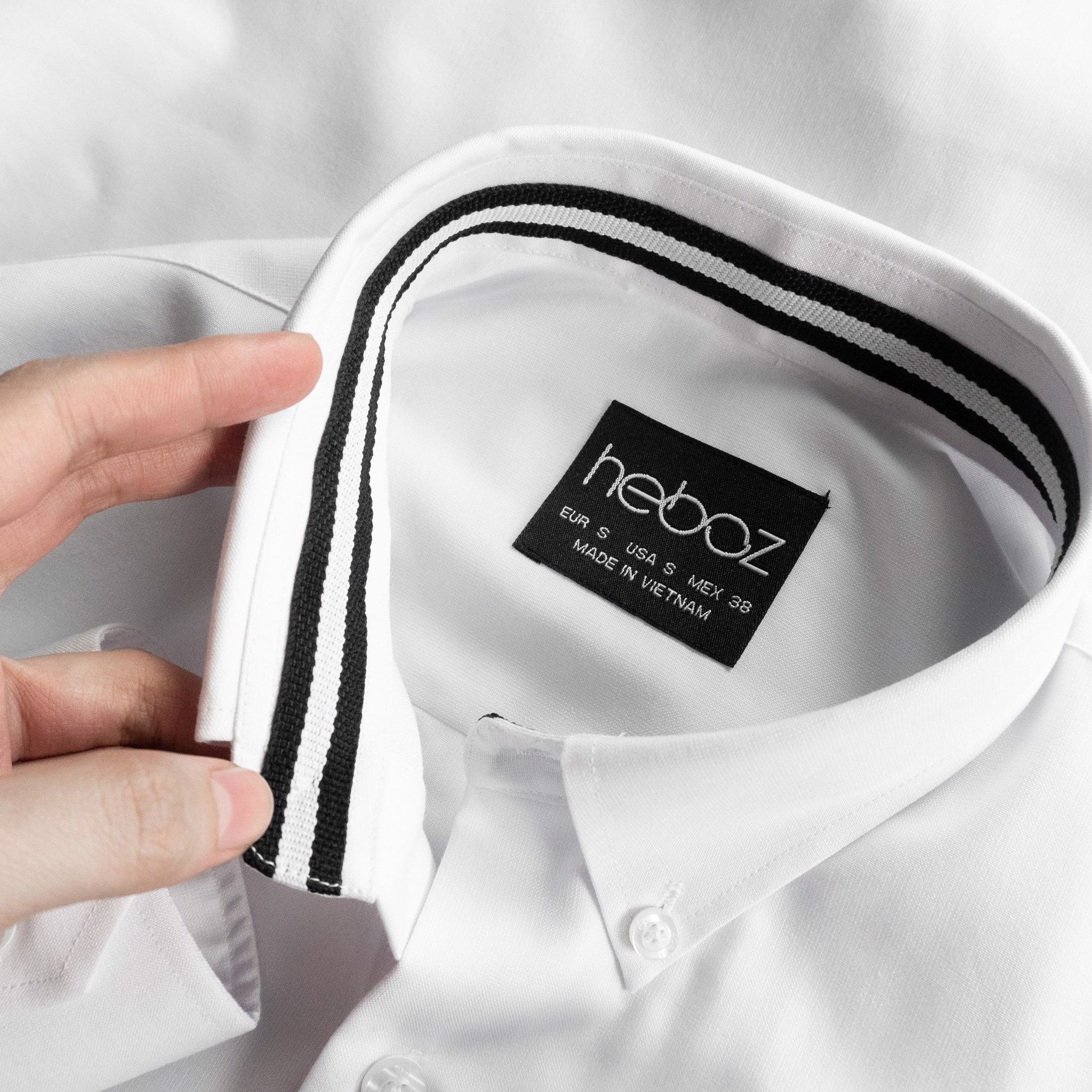 Áo sơ mi Heboz cotton lụa trắng
