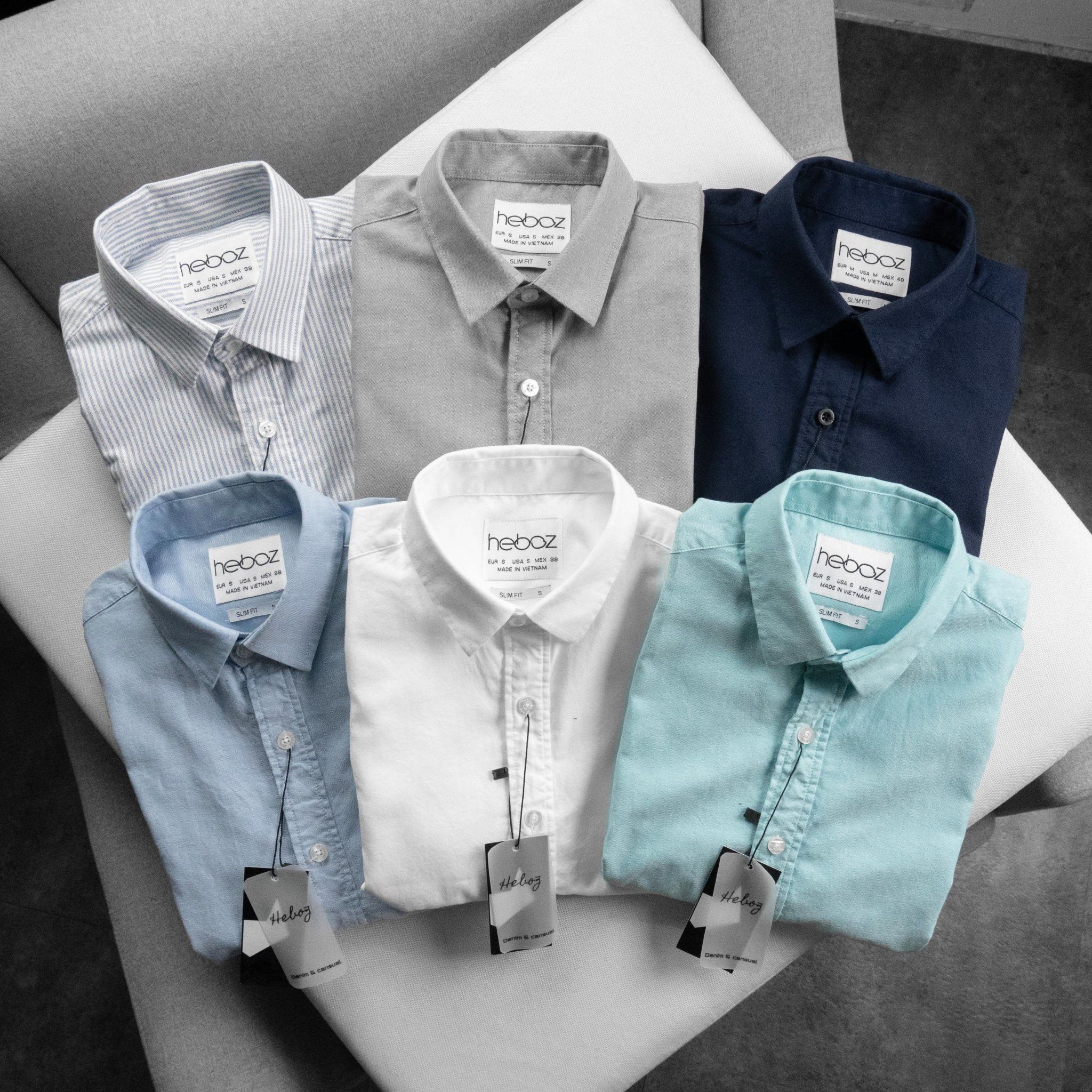 Áo sơ mi ngắn tay Heboz oxford 6M