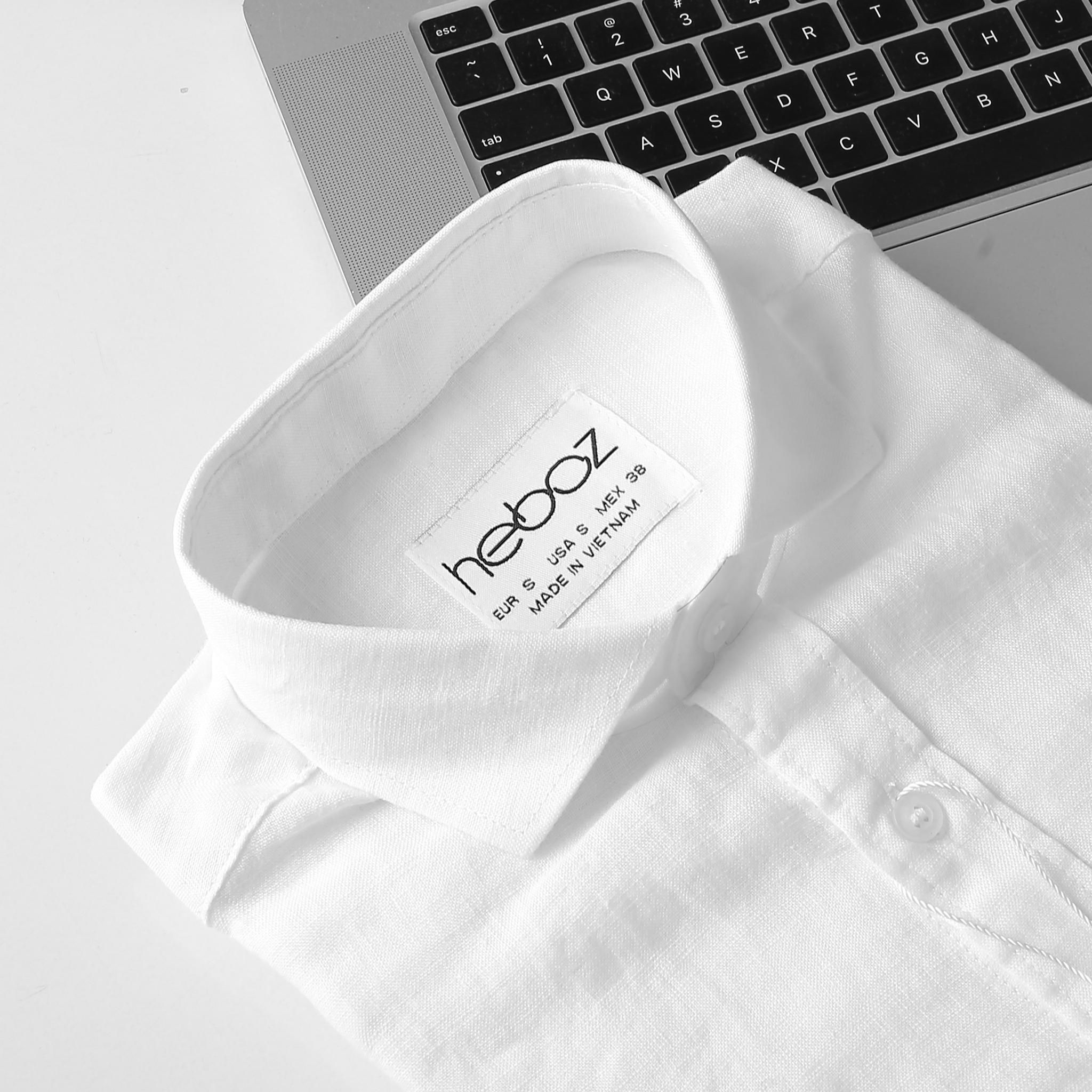 Áo sơ mi linen Heboz trắng