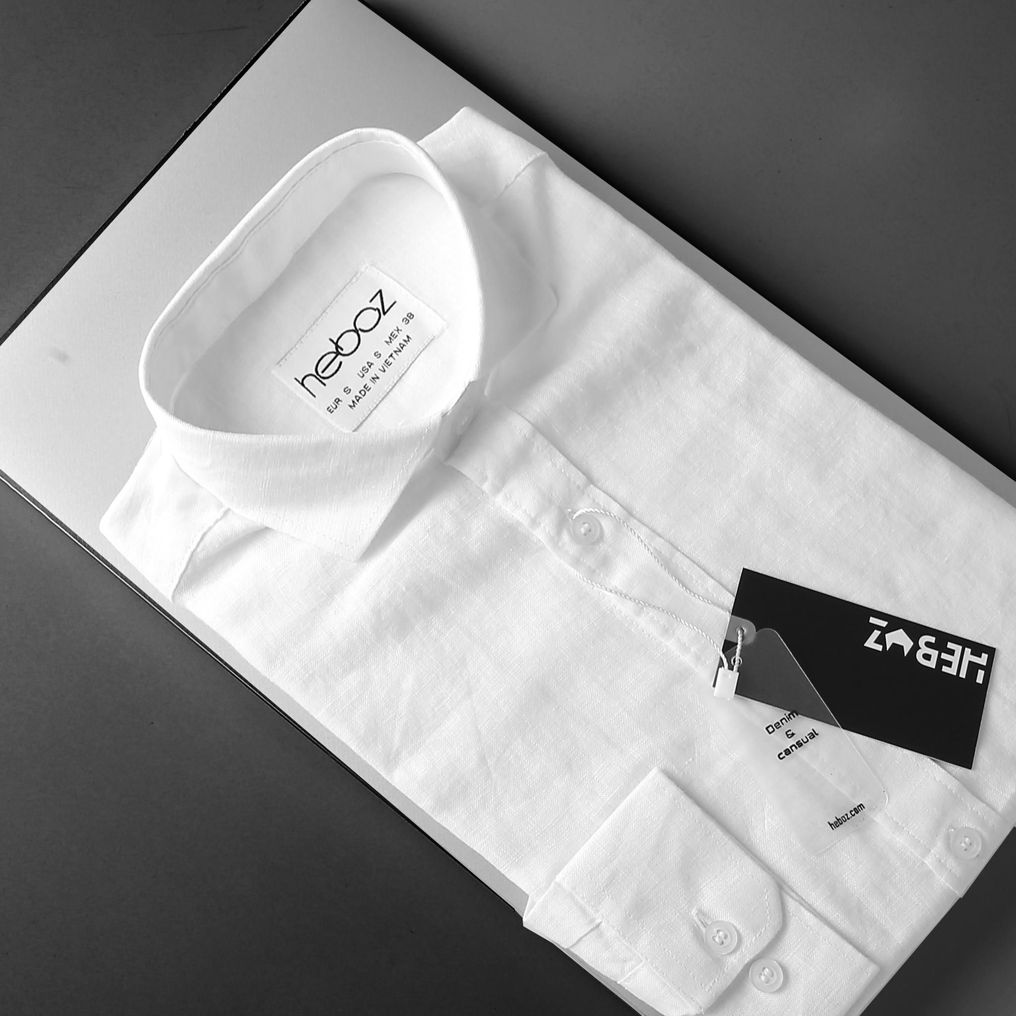 Áo sơ mi linen Heboz trắng
