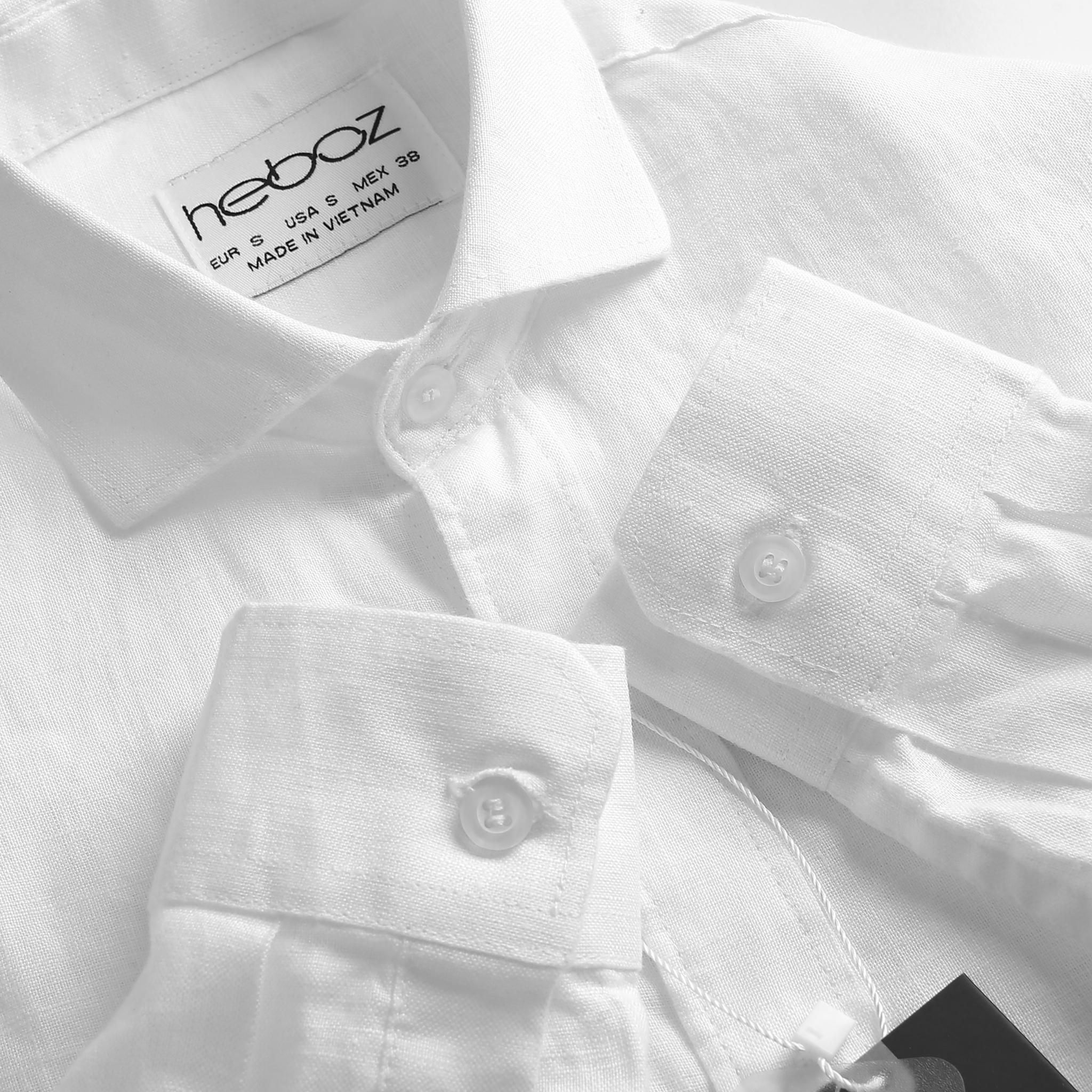 Áo sơ mi linen Heboz trắng