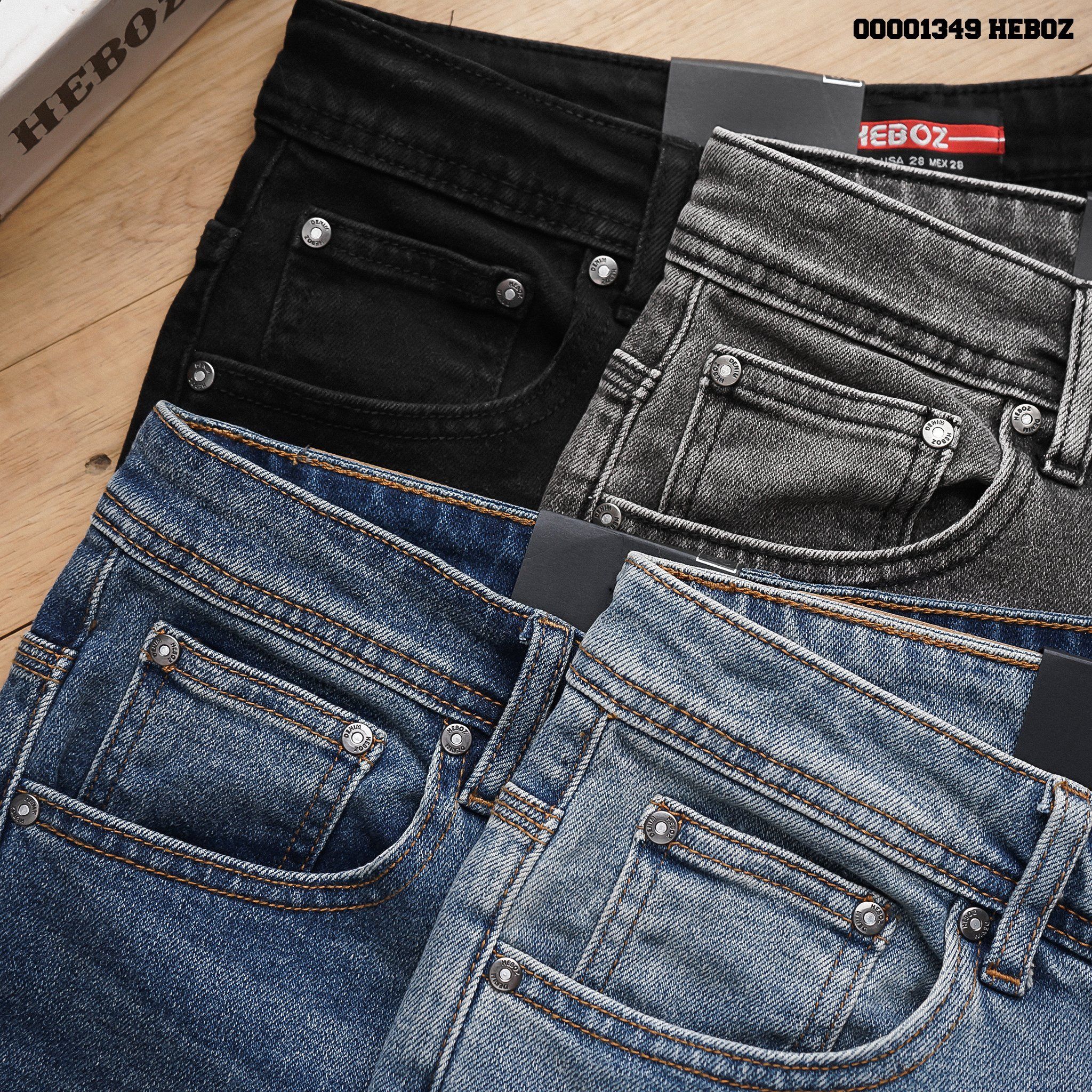  Quần short jean basic slim Heboz 4M - 00001349 