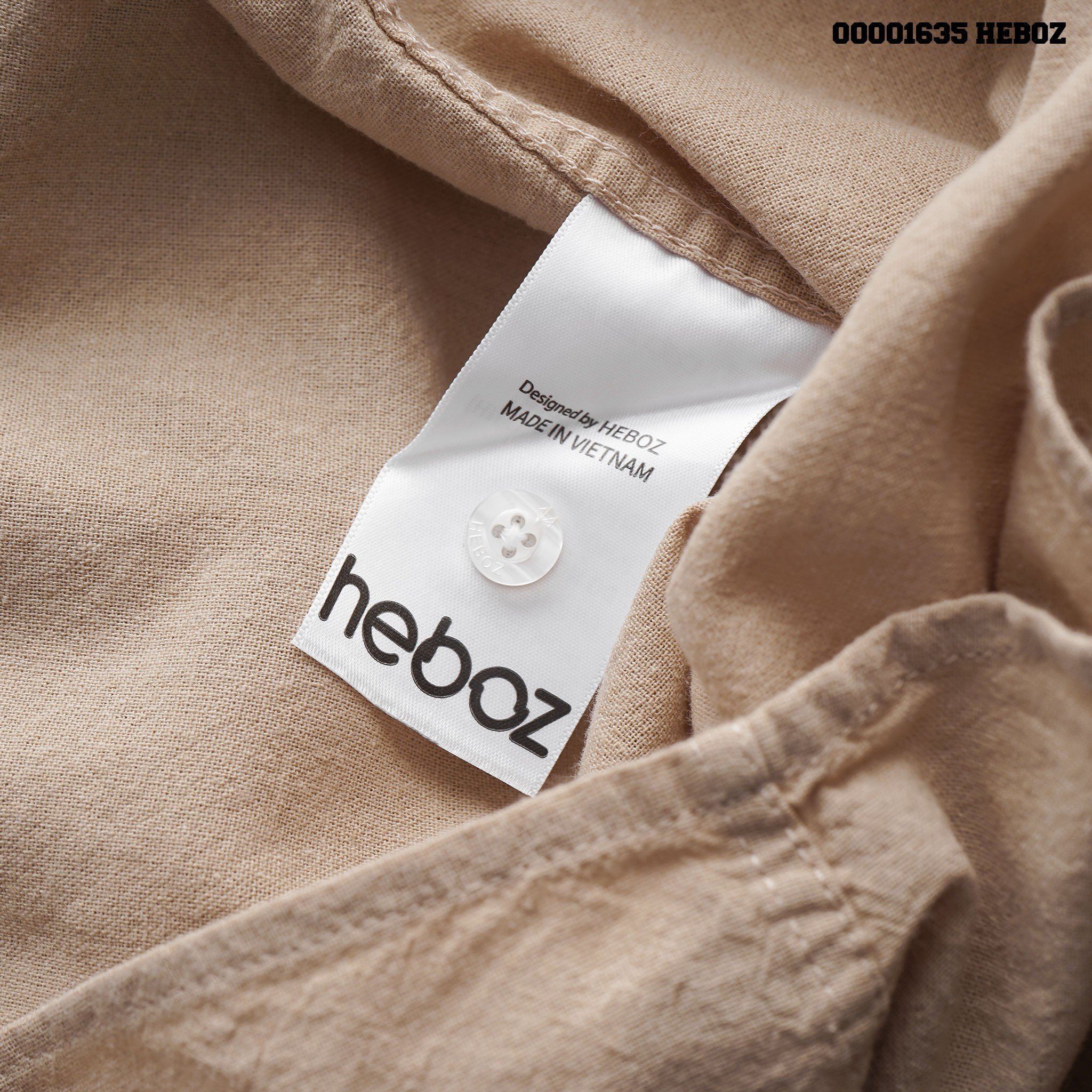 Áo sơ mi Henley linen Heboz 4M - 00001635