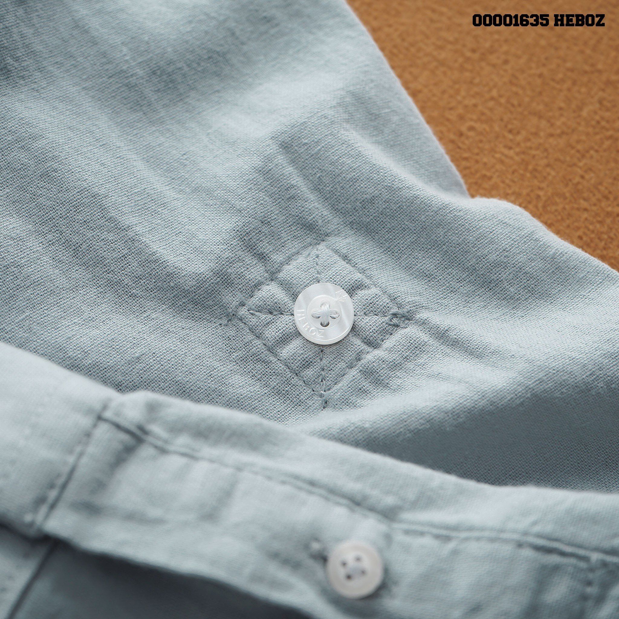 Áo sơ mi Henley linen Heboz 4M - 00001635