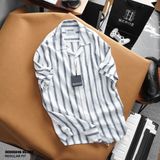  Áo sơ mi ngắn tay linen Stripe cổ V Heboz 2M - 00001646 