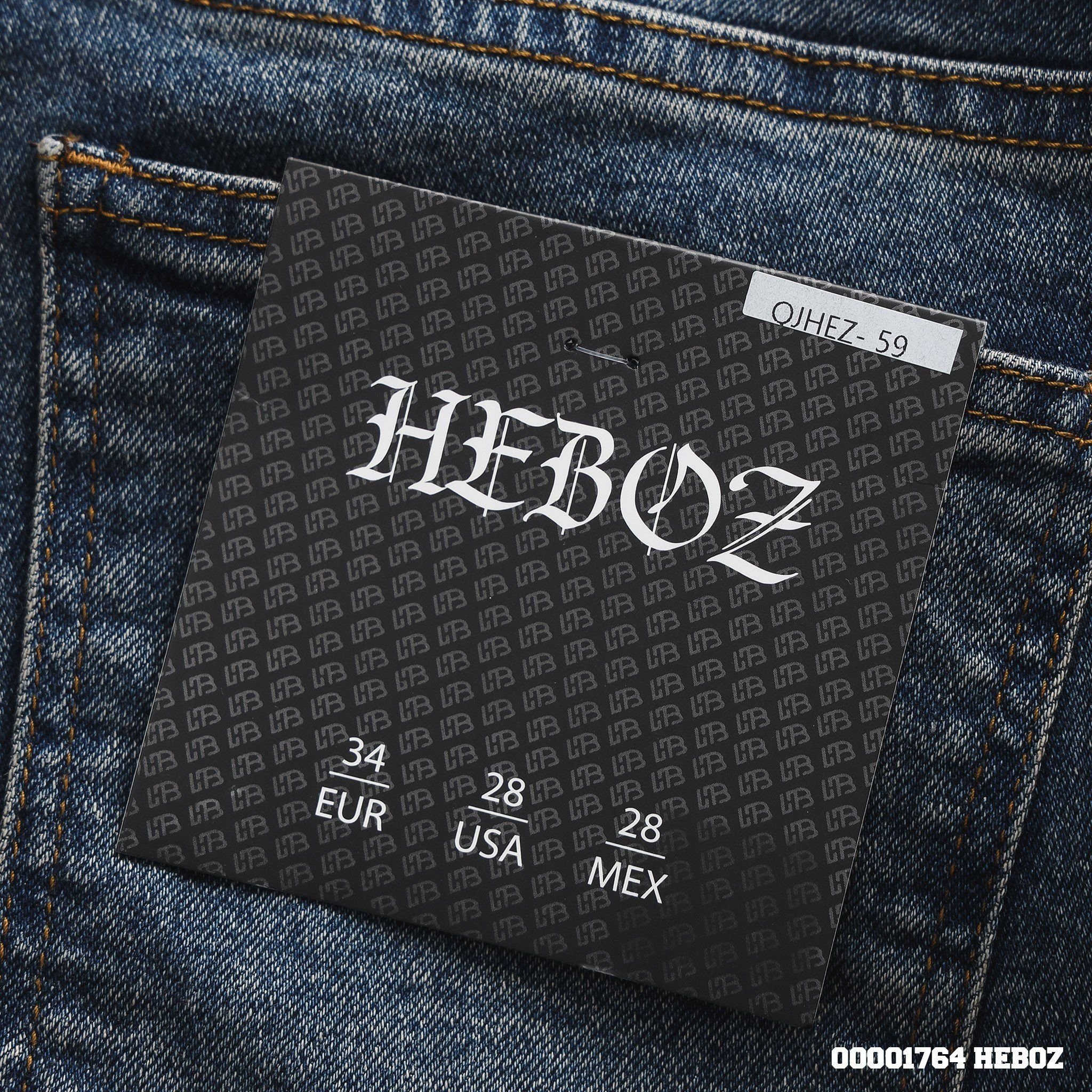 Quần jean nam Heboz dáng slim rách 059 - 00001764